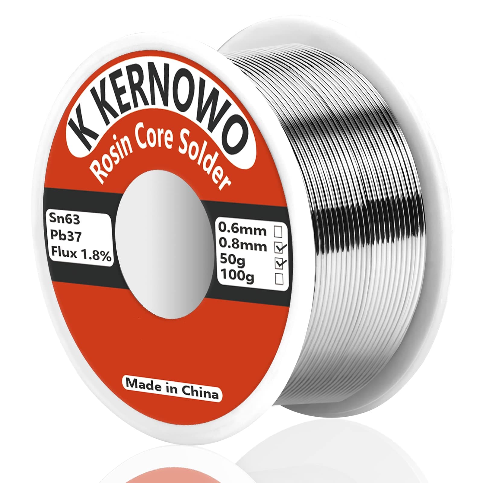 Solder Wire, 63-37 Tin Lead Rosin Core for Electrical Soldering,1.8% Flux Contains(0.8mm/50g)