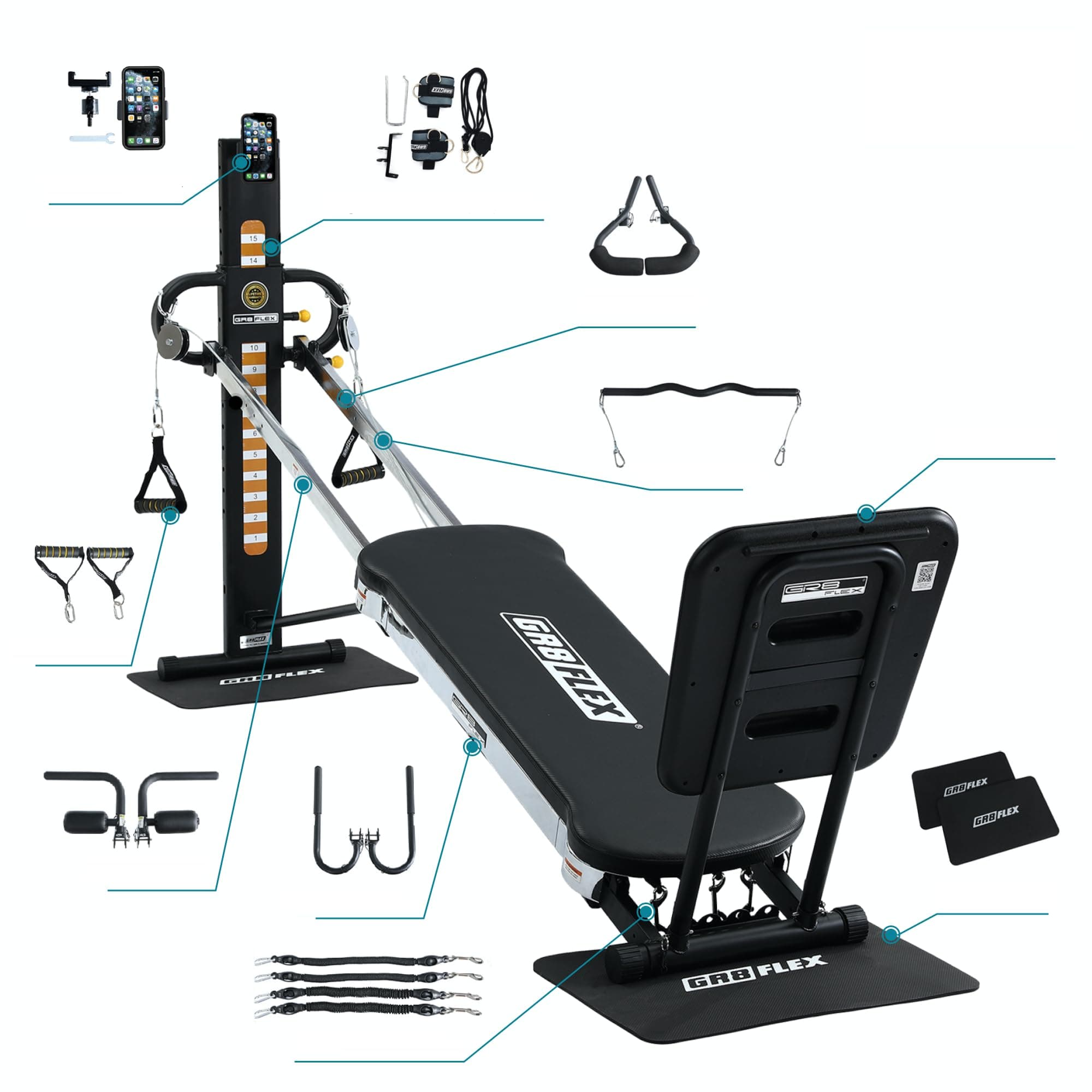 GR8FLEX Performance Gym for Total Over 100 Exercises, Multi-Functional Workout Machine, High Performance Strength Training, Cardio, and Full Body Fitness Equipment for Home Use