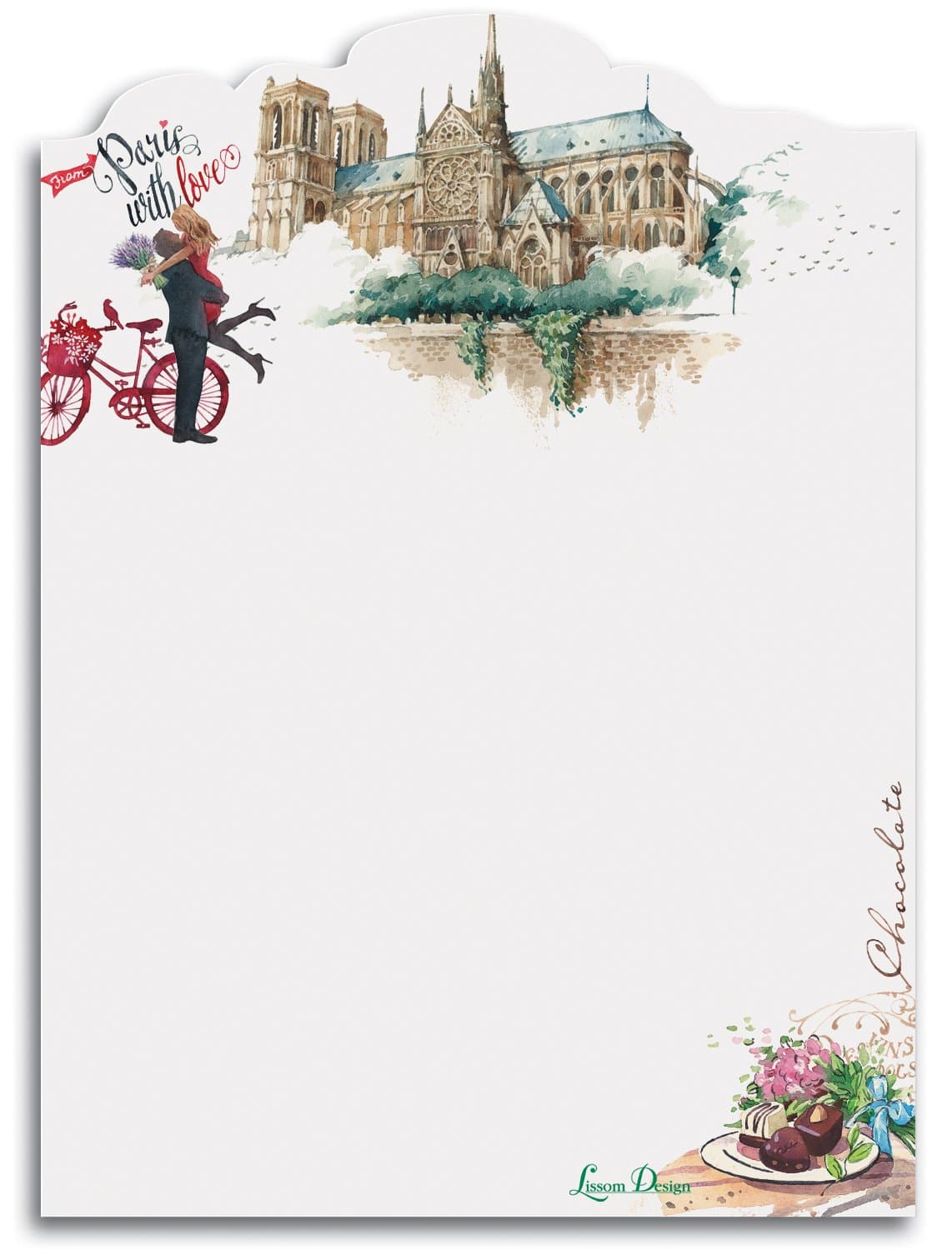 Lissom DesignSticky Notes - Designer Self-Stick Note Pad for Home or Office Self-Adhesive Notepad, 75-Sheets, Paris with Love