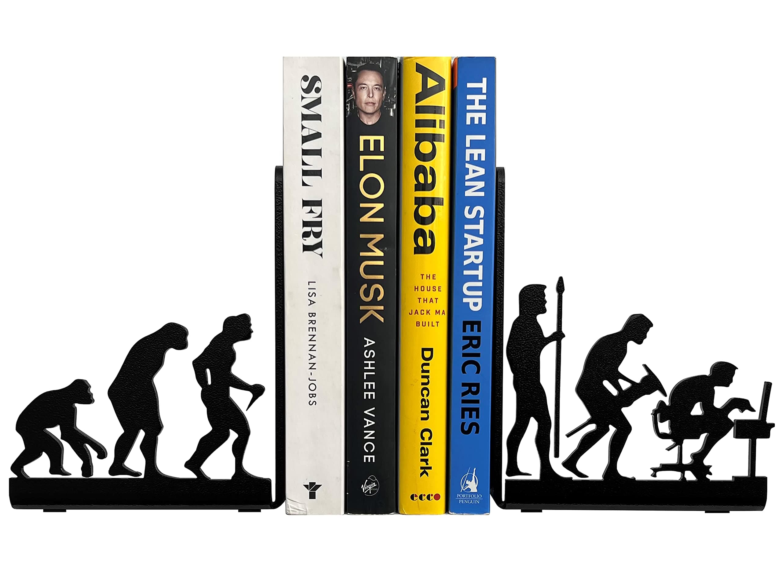 Human Evolution Decorative Metal Bookends for Heavy Books and Library