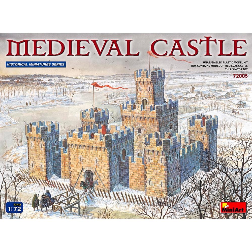 1:72 Scale Medieval Castle Plastic Model Kit, Gray