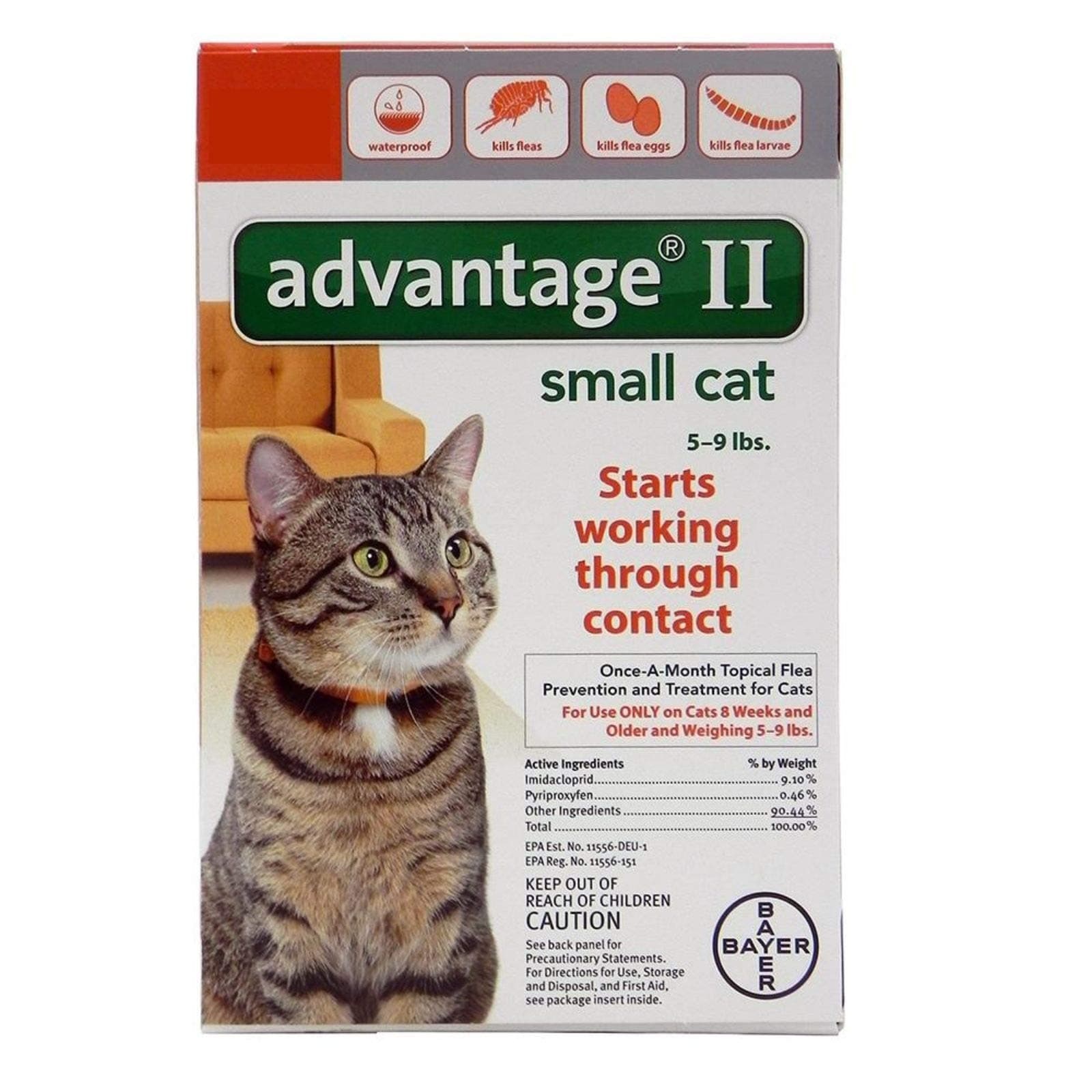 AdvantageII for Small Cats 5-9 lbs by Bayer 12 Month Supply