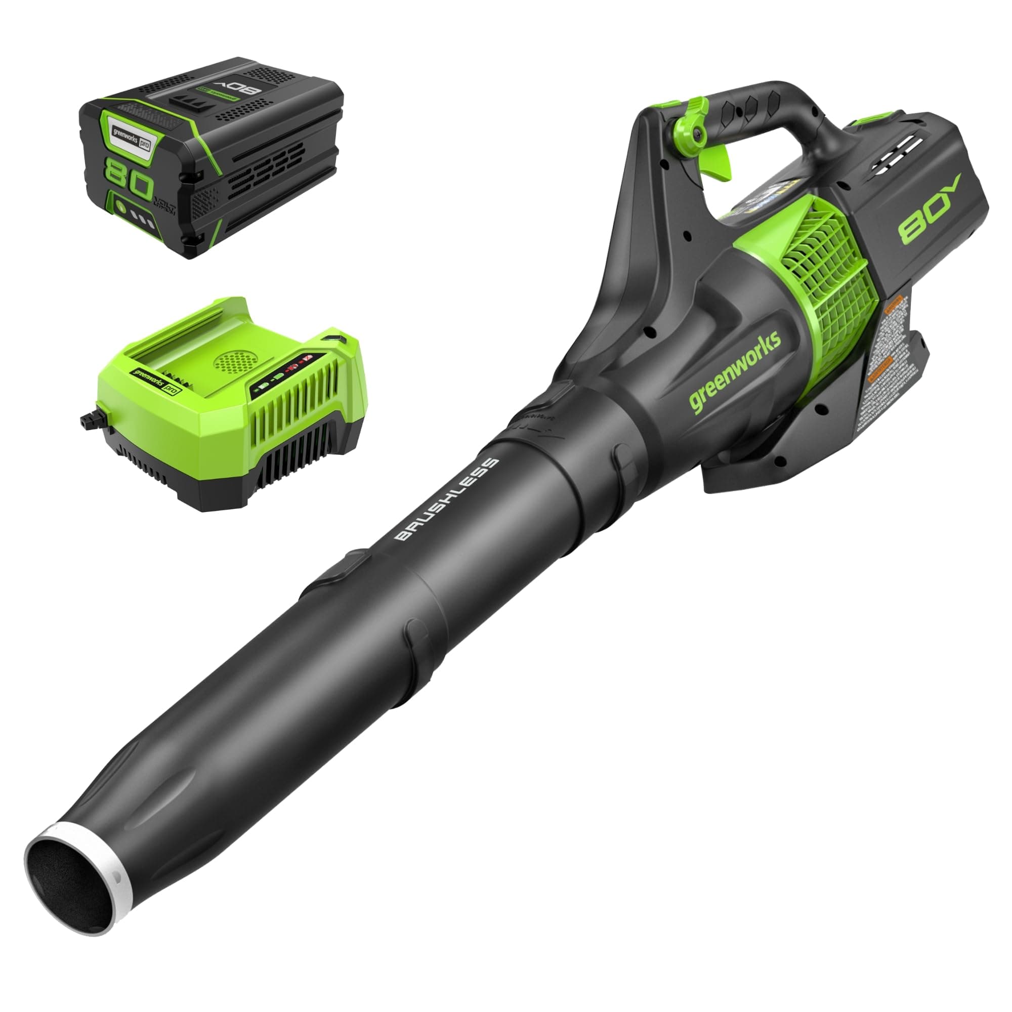 80V (145 MPH / 580 CFM / 75+ Compatible Tools) Cordless Brushless Axial Leaf Blower, 2.5Ah Battery and Charger Included