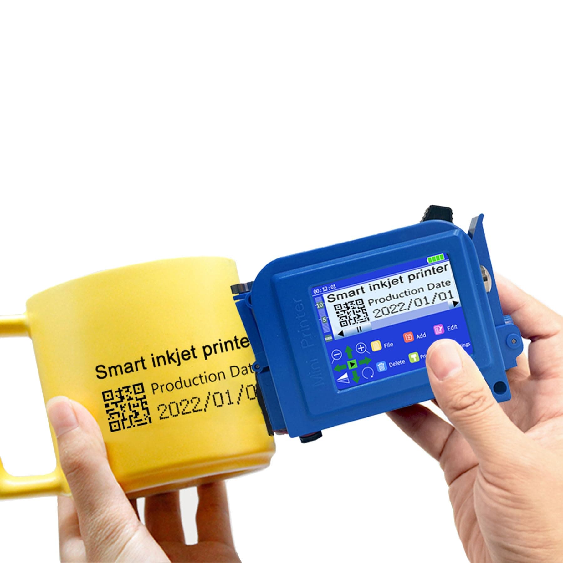 Phezer Upgraded Mini Inkjet Printer for Flat and Curved Surface PC11 Plus, 25 Languages & Quick-Drying Ink Cartridge, Portable Pocket Marking Device for Date Time Barcode Logo Qrcode Batch Number