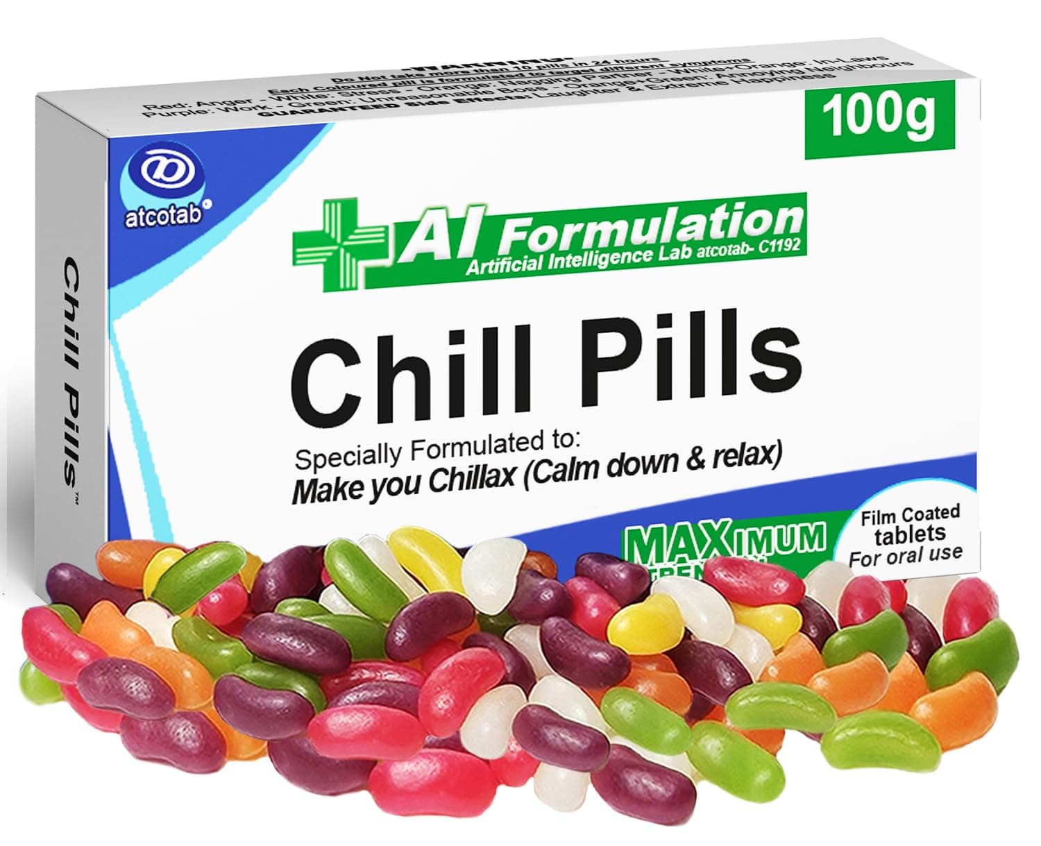 – Funny Rude Joke Stress Tablets Calm Pill Box Prank Includes Jelly Beans Sweets Unusual Gift for Men Birthday Gifts Women Dad Boyfriend