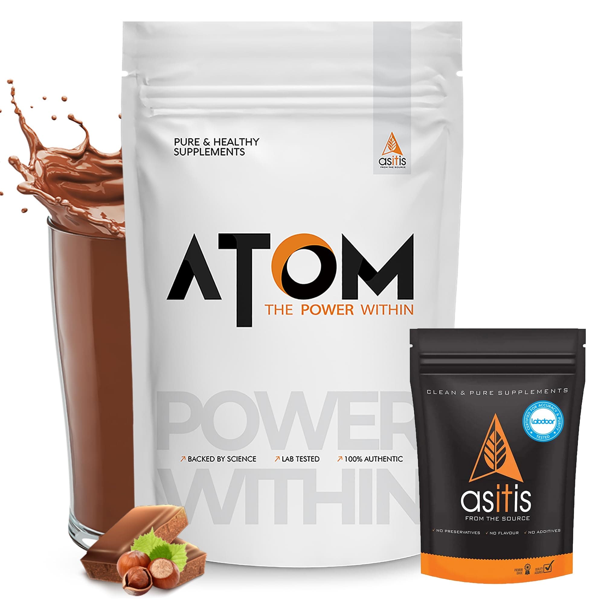 AS-IT-IS ATOM Beginners Whey Choco Hazel Fusion 1kg+ AS-IT-IS Creatine 100g (Combo Pack)