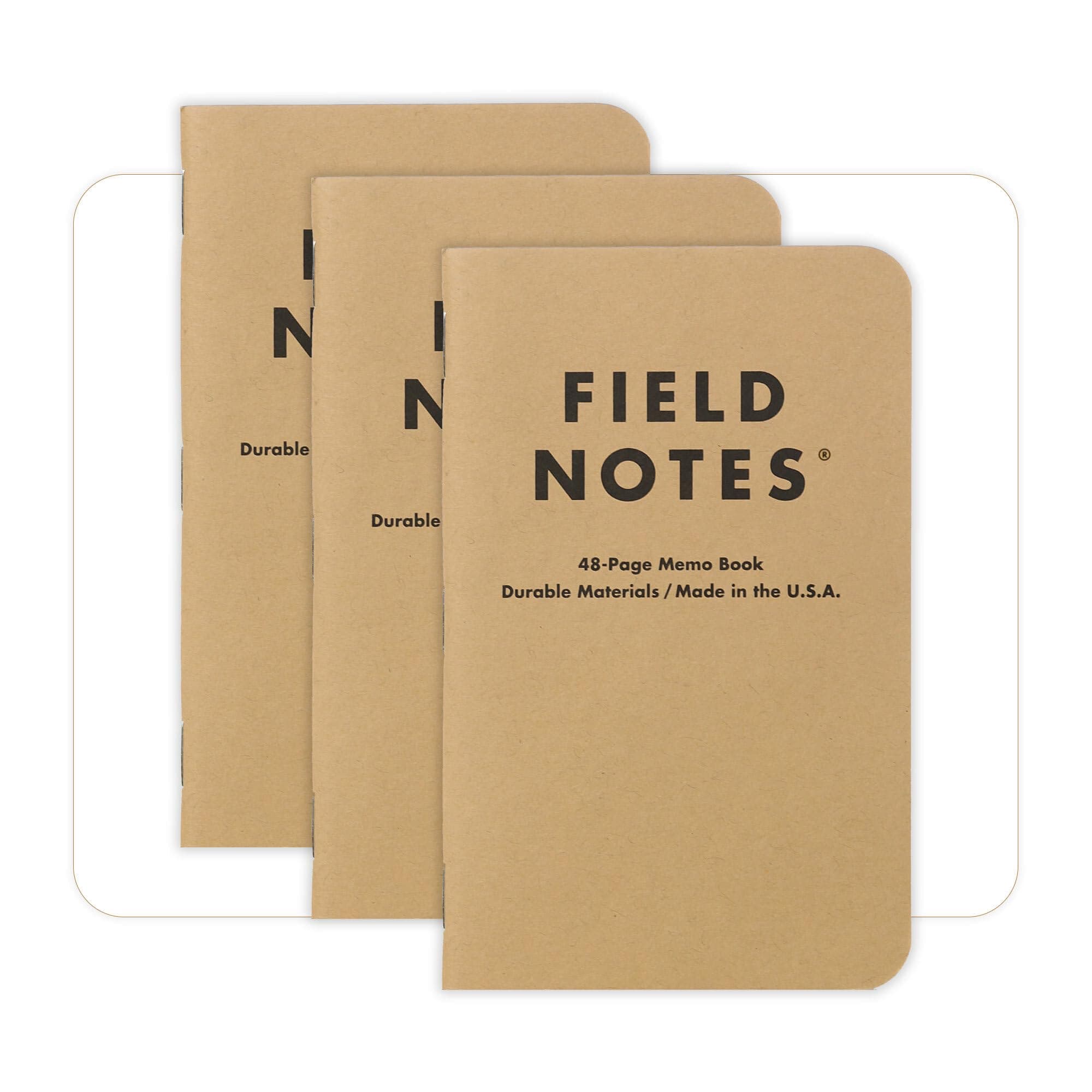 Field Notes 8.9cm x 14cm Kraft Plain Memo Book, 48 pages (3-Pack)
