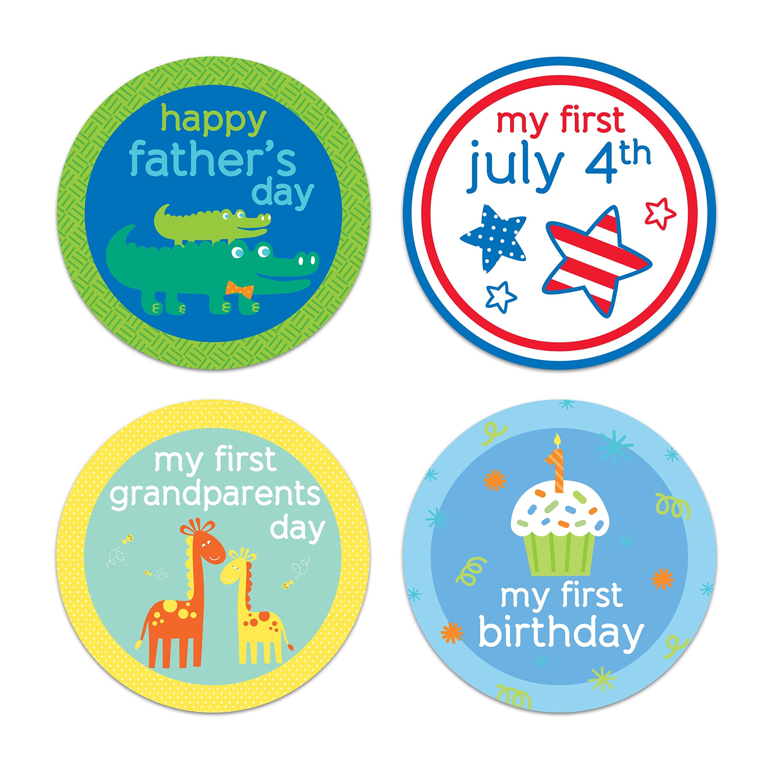 Tiny Ideas Baby's First Holiday Belly Stickers-Easter, Mother's Day, Father's Day, Fourth of July, Halloween, Thanksgiving, Christmas, Hanukkah, New Year, Valentine's Day, Grandparents Day