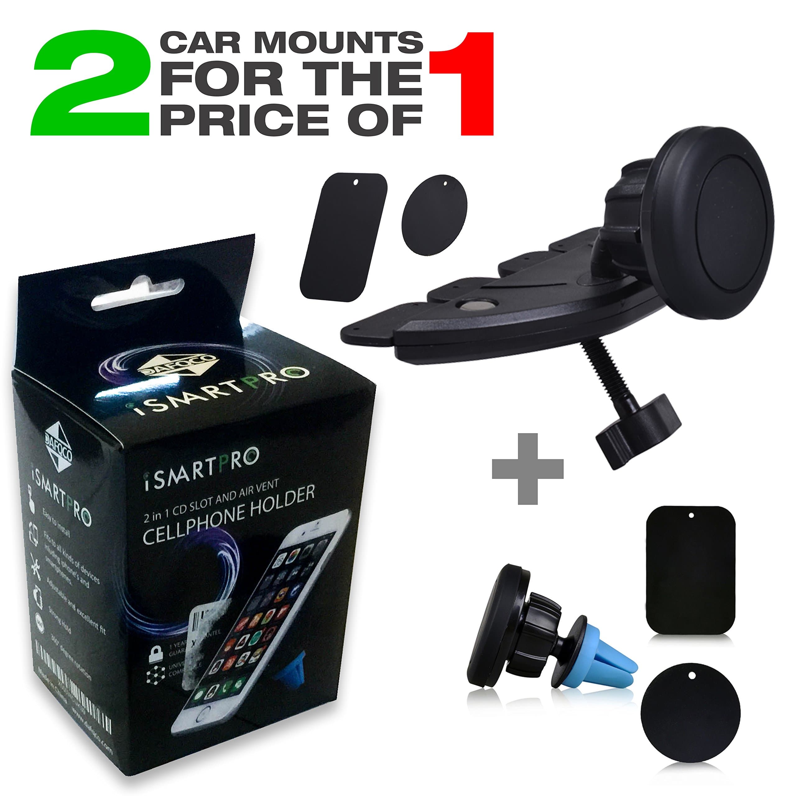 Car Mount Cell Phone Holder Bundle For Apple & Android Phones And Tablets