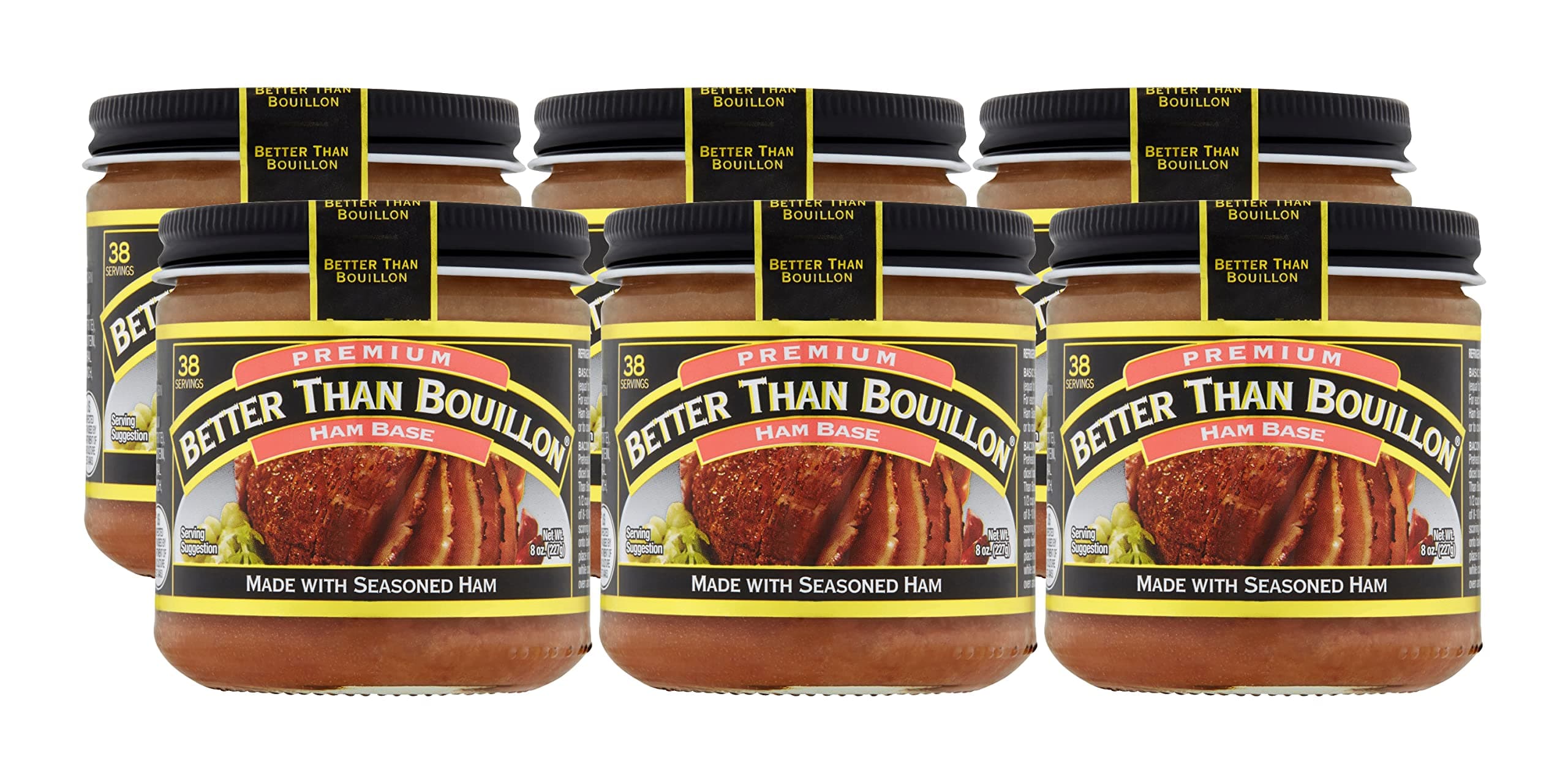 Premium Ham Base, Made with Seasoned Ham, Blendable Base for Added Flavor, 38 Servings Per Jar, 8-Ounce Jar (Pack of 6)