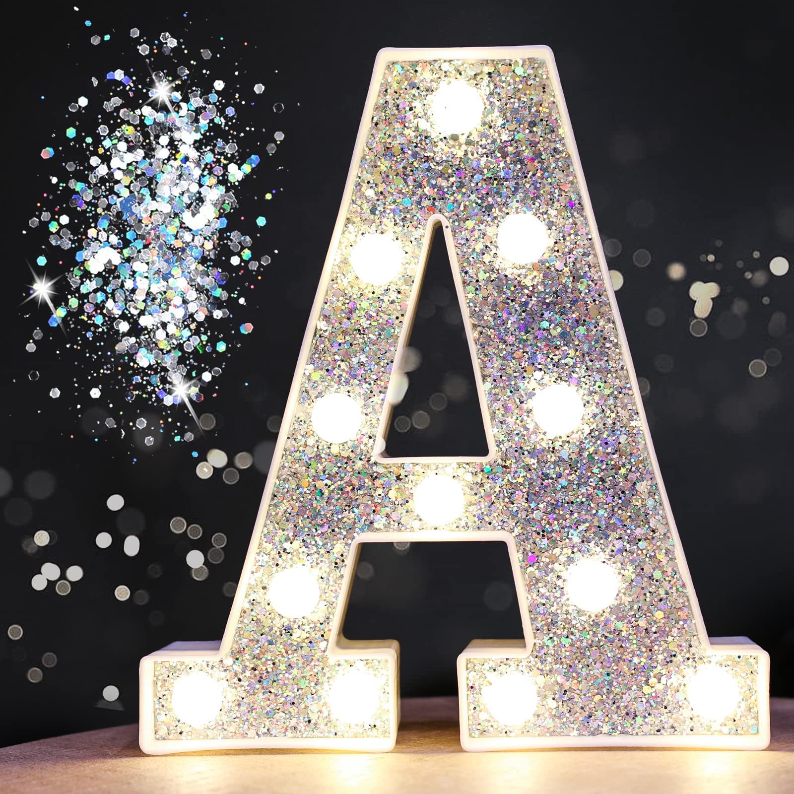 Silver Glitter Letter Lights