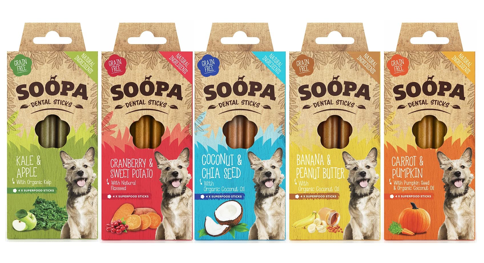 Soopa Dental Sticks Mixed 5 Pack Dog Bones