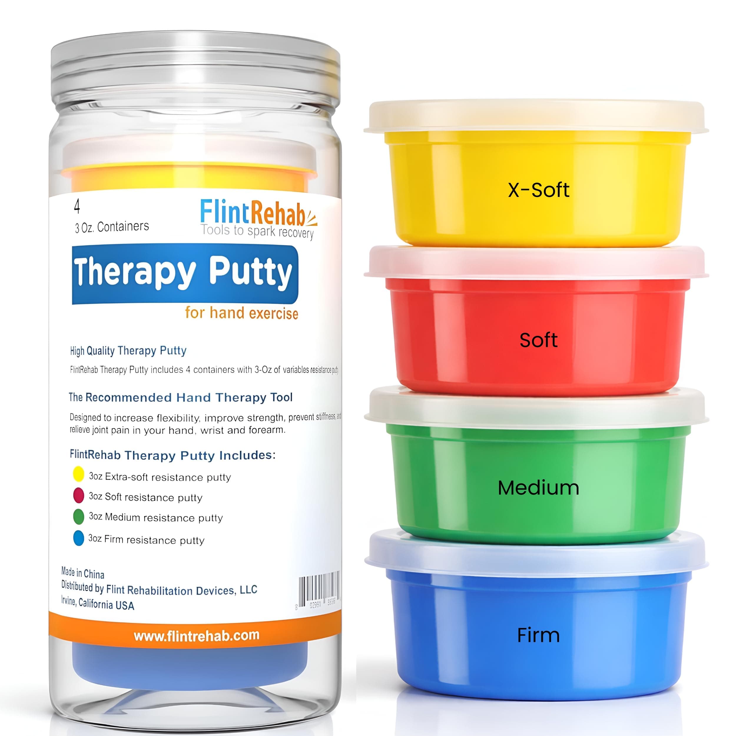 FlintRehab Durable Quality Therapy Putty (4 Pack, 3-Oz each)
