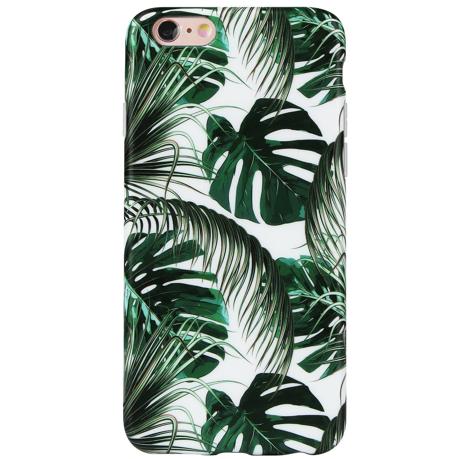 DICHEER iPhone 6 Case,iPhone 6s Case,Cute Green Palm Leaves for Women Girls Slim Fit Thin Clear Bumper Glossy TPU Soft Rubber Silicon Cover Best Protective Phone Case for iPhone 6 iPhone 6s