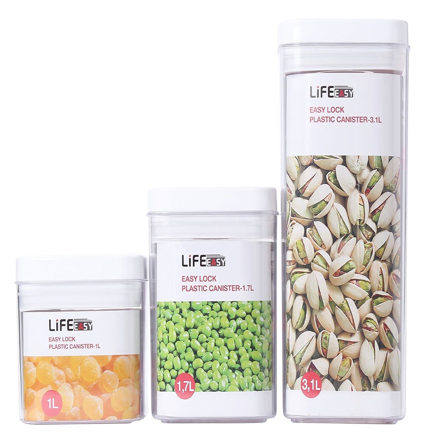 Lifeeasy 3 pieces good sealing 6.14-Quart Storage Container
