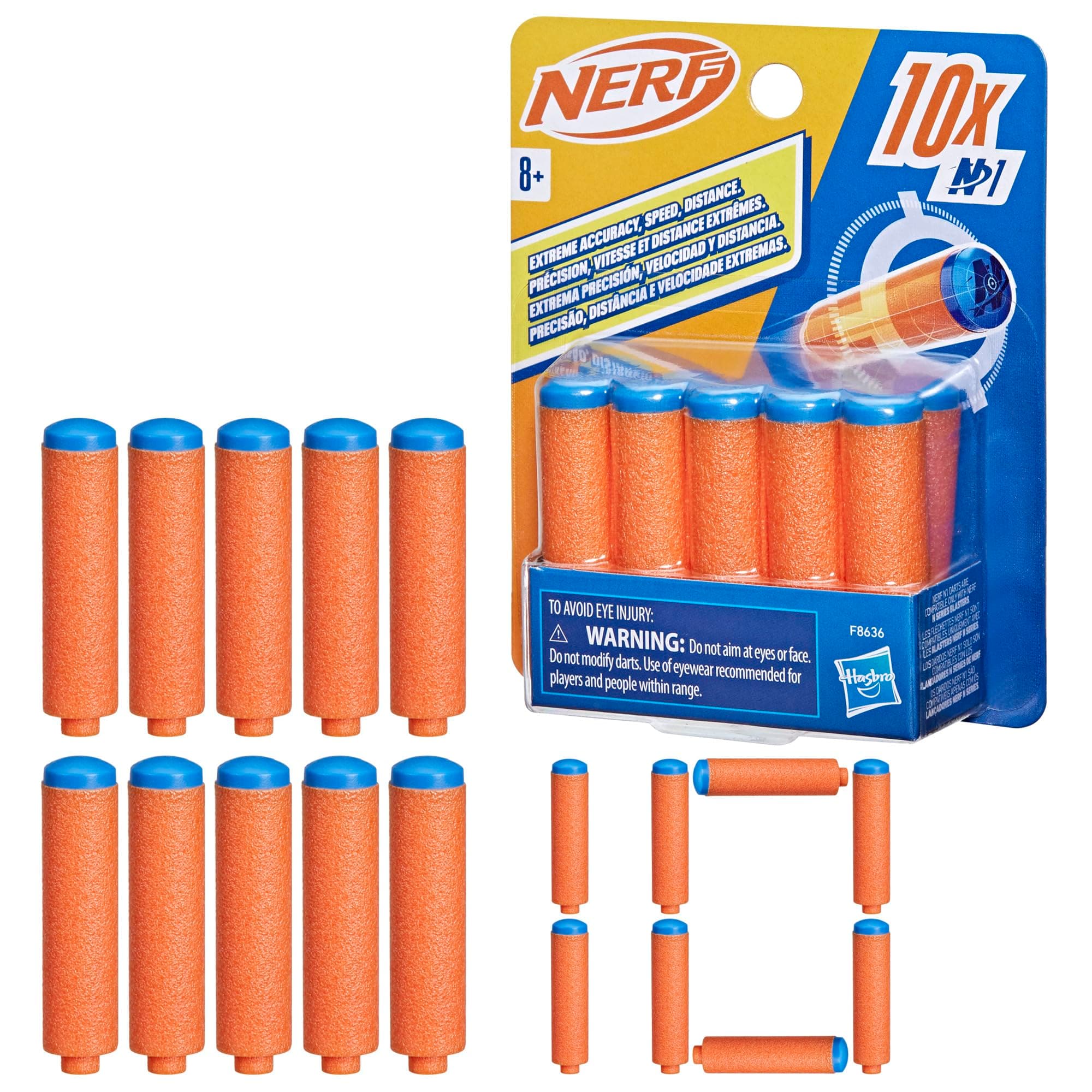 Nerf N Series N1 Darts, Includes 10 Refill Darts, Compatible Only with Nerf N Series Blasters, Outdoor Games, Ages 8+