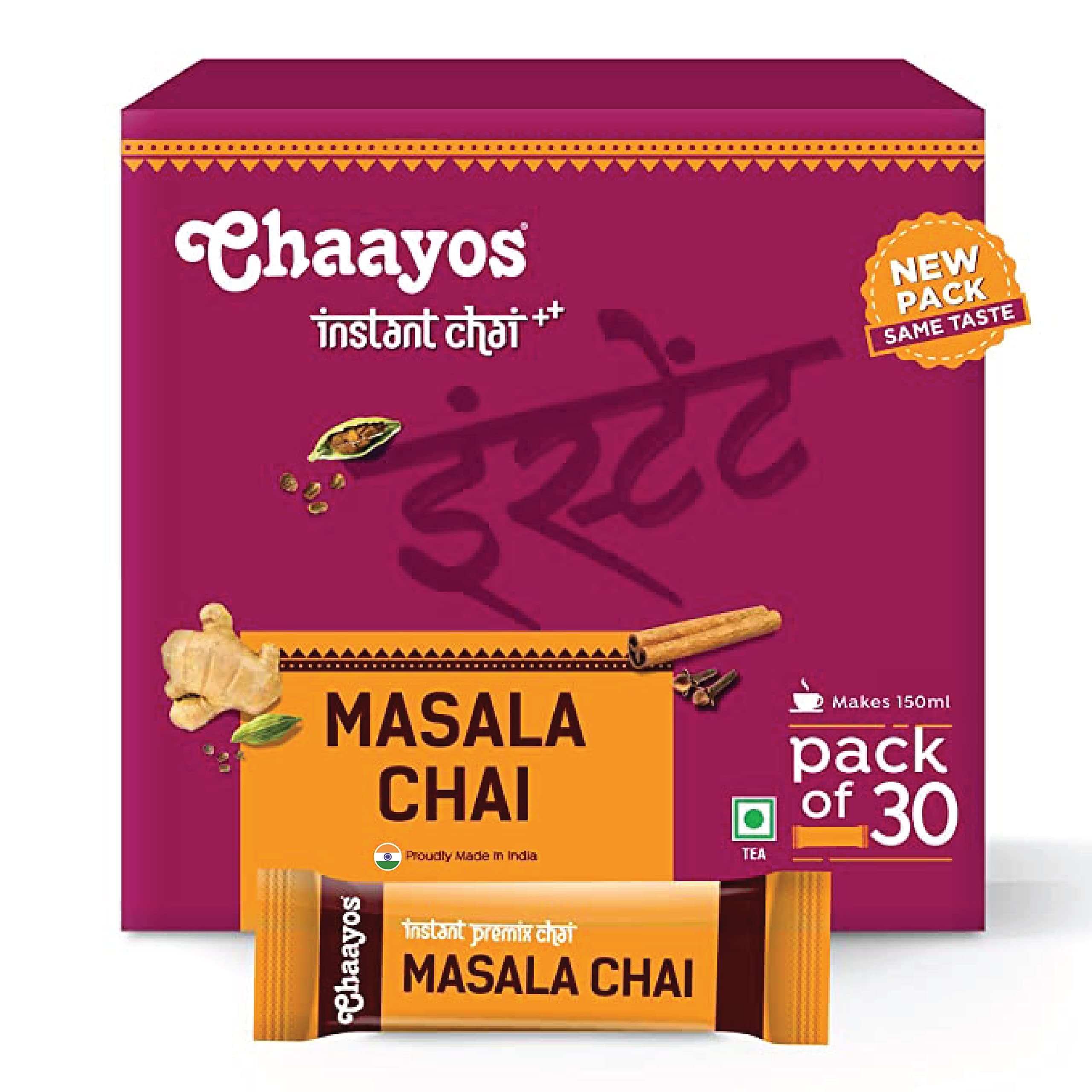 Chaayos Instant Tea Premix - Masala - Regular Sugar - 30 Sachets