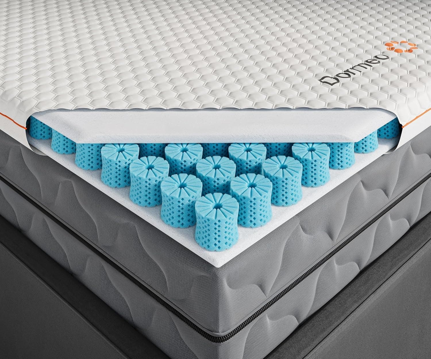 Premium Queen Cooling Mattress Topper - 3-Zone OctaspringⓇ Technology for Optimal Back Support, Anti-Slip Bottom