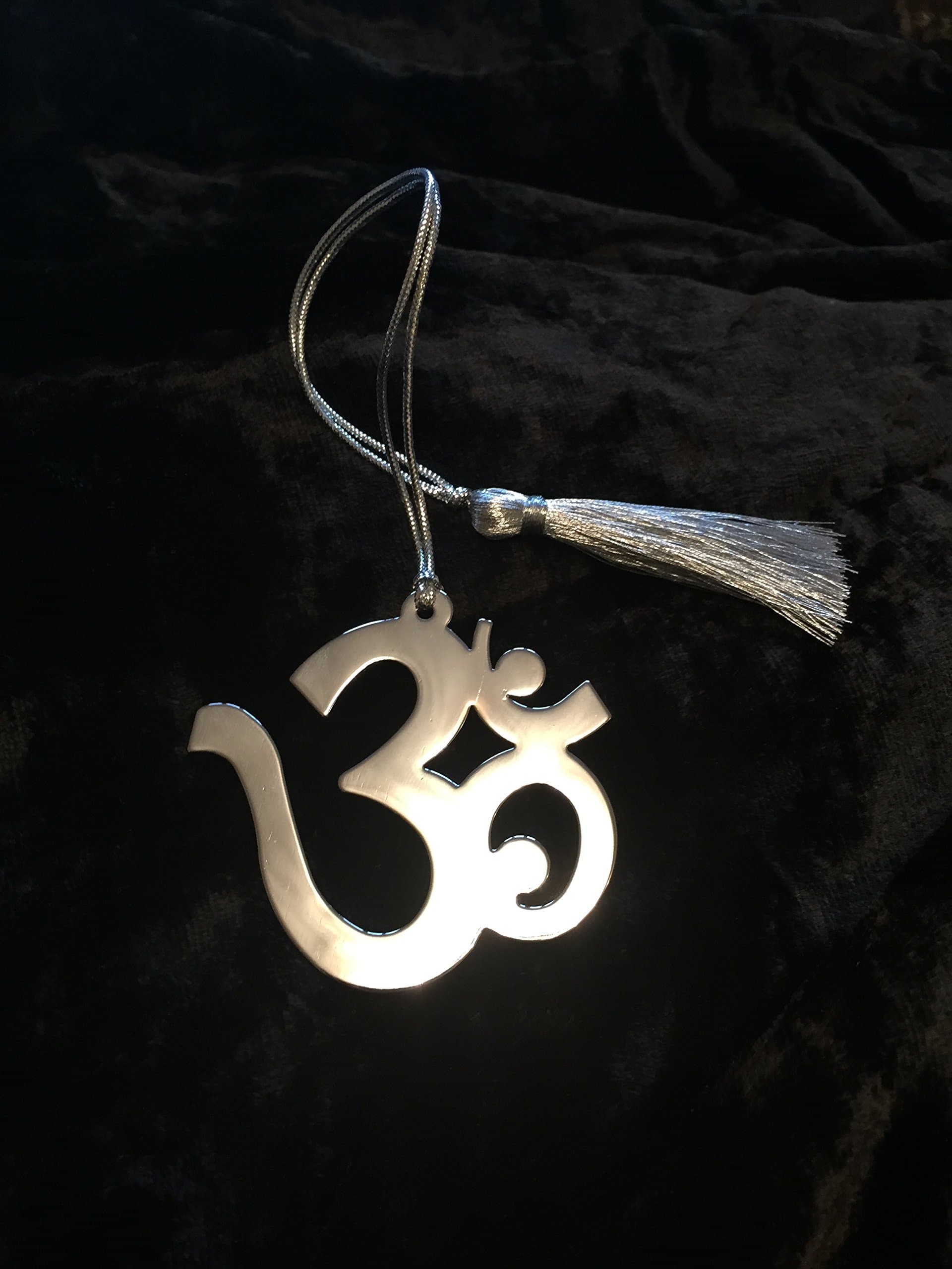 Om Car Mirror Hanging Emblem or Bookmark (Silver)