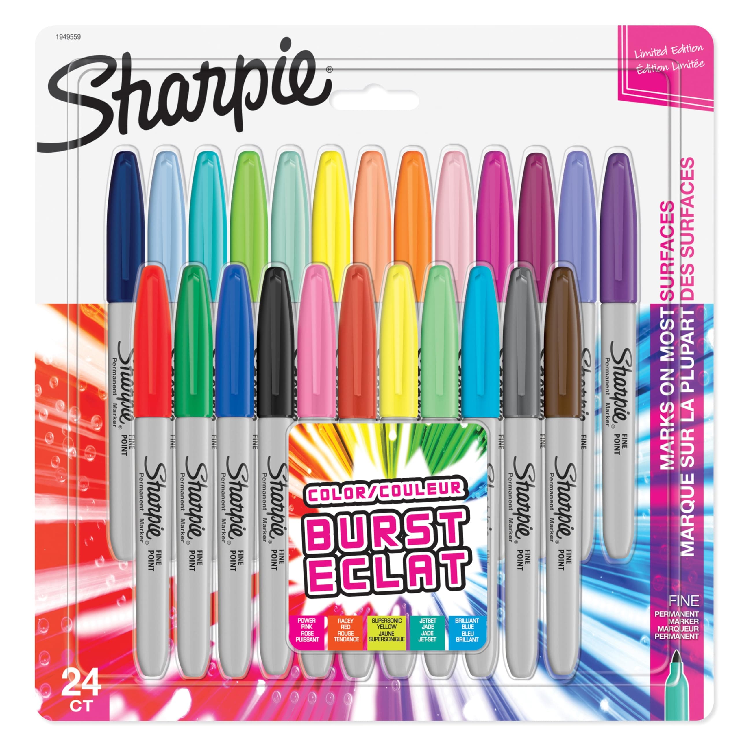 Sharpie Permanent Markers | Fine Point for Bold Details | Colour Burst & Assorted Original | 24 Marker Pens