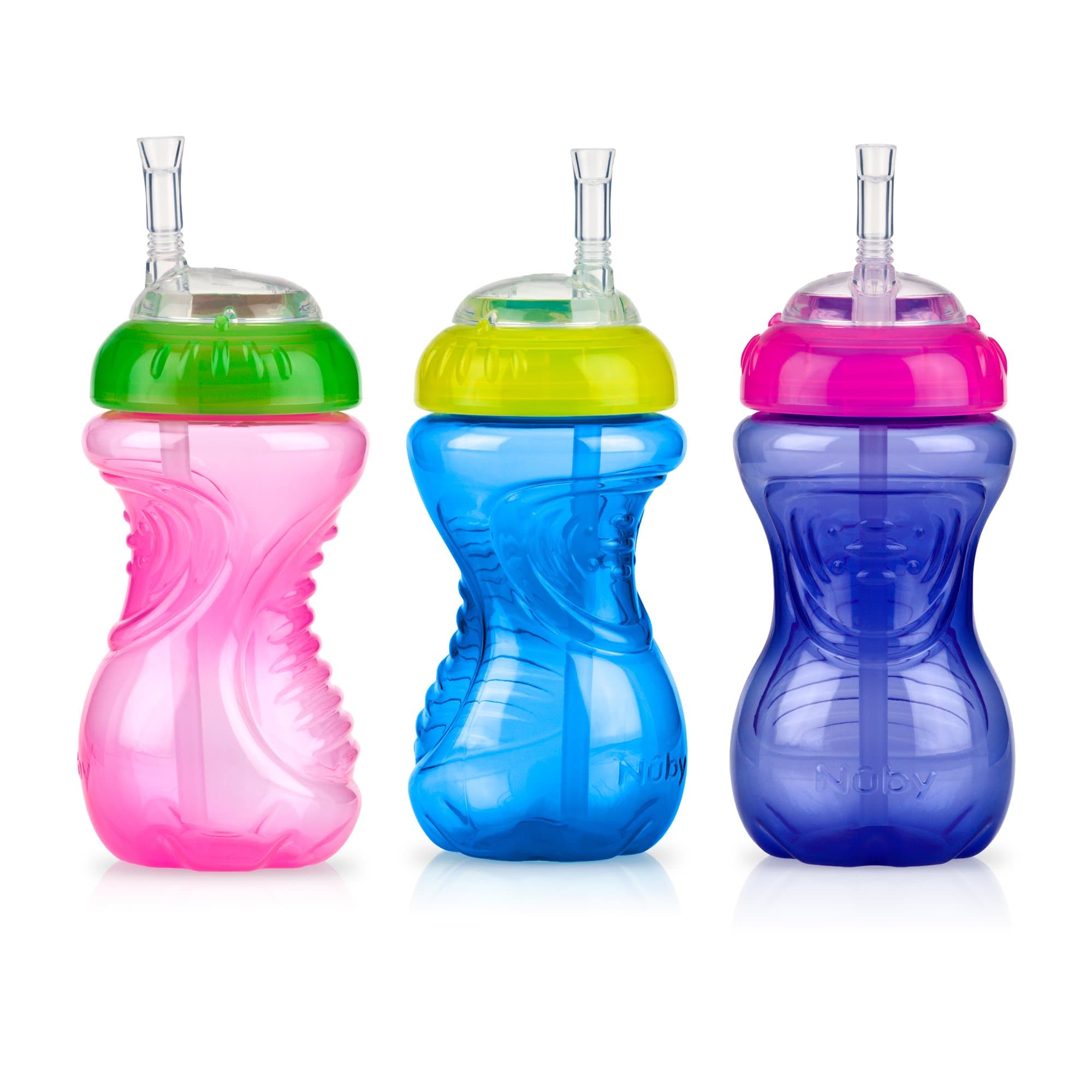 No-Spill Soft Straw Easy Grip Sippy Cup - Training Cup for Toddlers | Suitable from 12 Months | 300ml / 10oz | Pack of 3