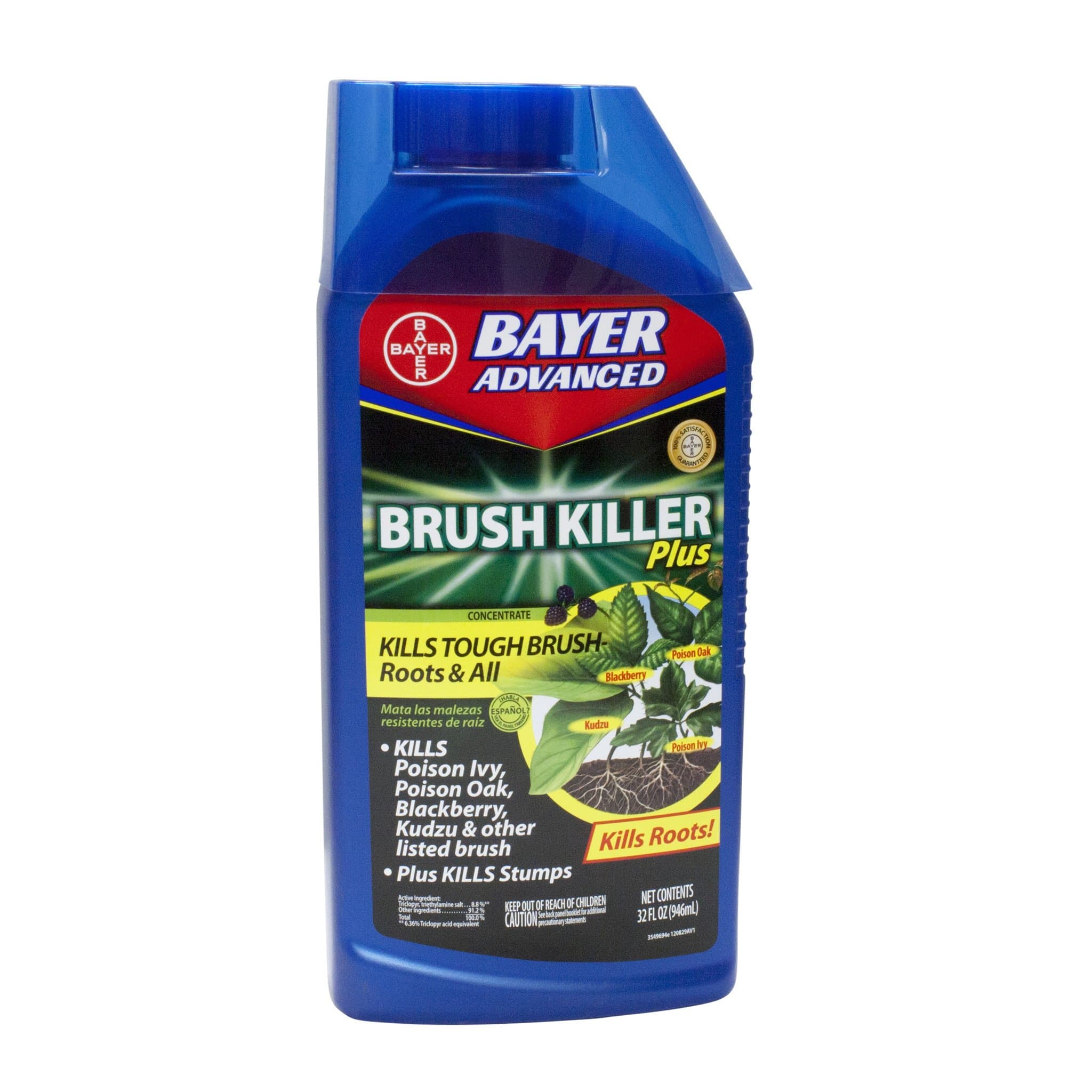 Brush Killer Plus Concentrate - Mix & Spray - Kills Tough Brush like Poison Ivy and Kudzu - Visible Results in 1-6 Weeks - Rainproof in 4 Hours - 32 fl oz Bottle