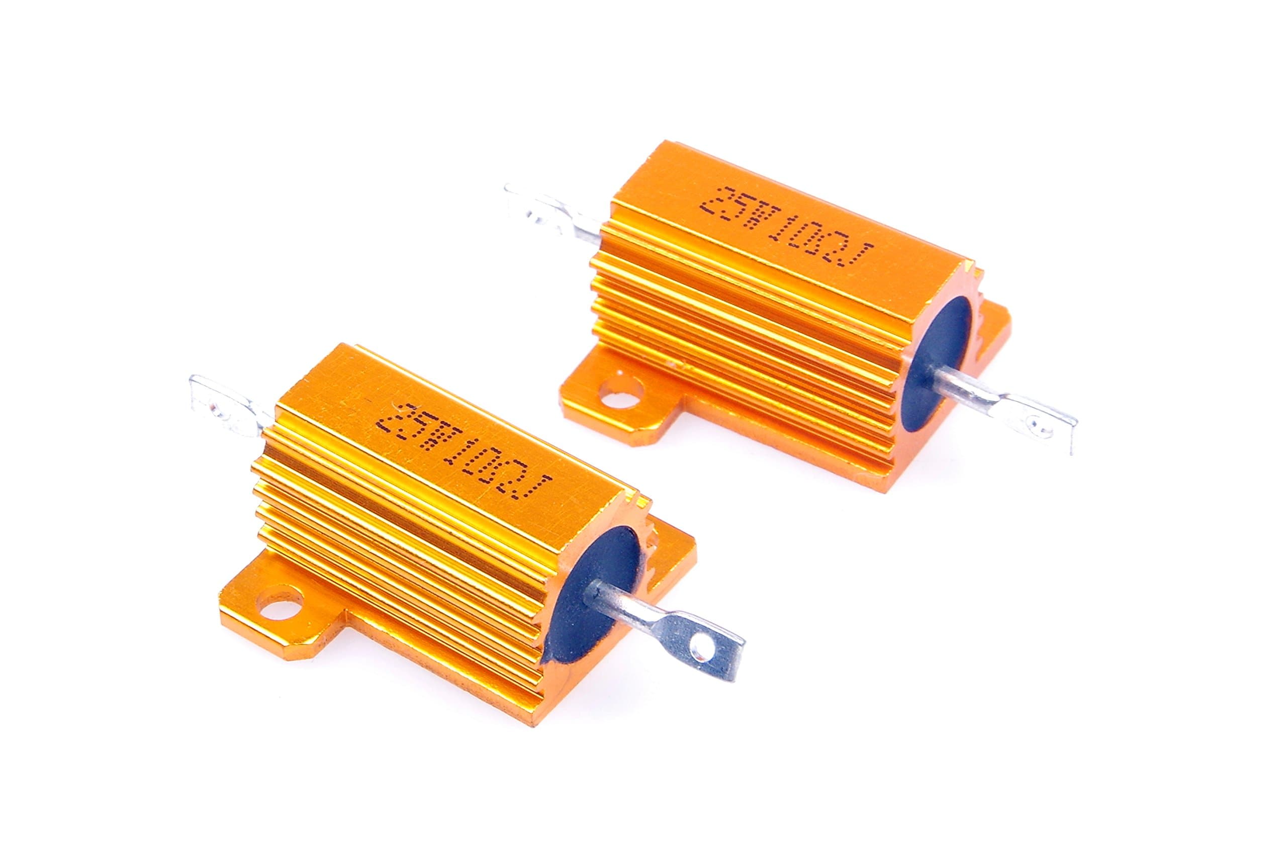 25 Watt 10 Ohm 5% Wirewound Resistor Electronic Aluminium Shell Resistor Gold (Pack of 2)