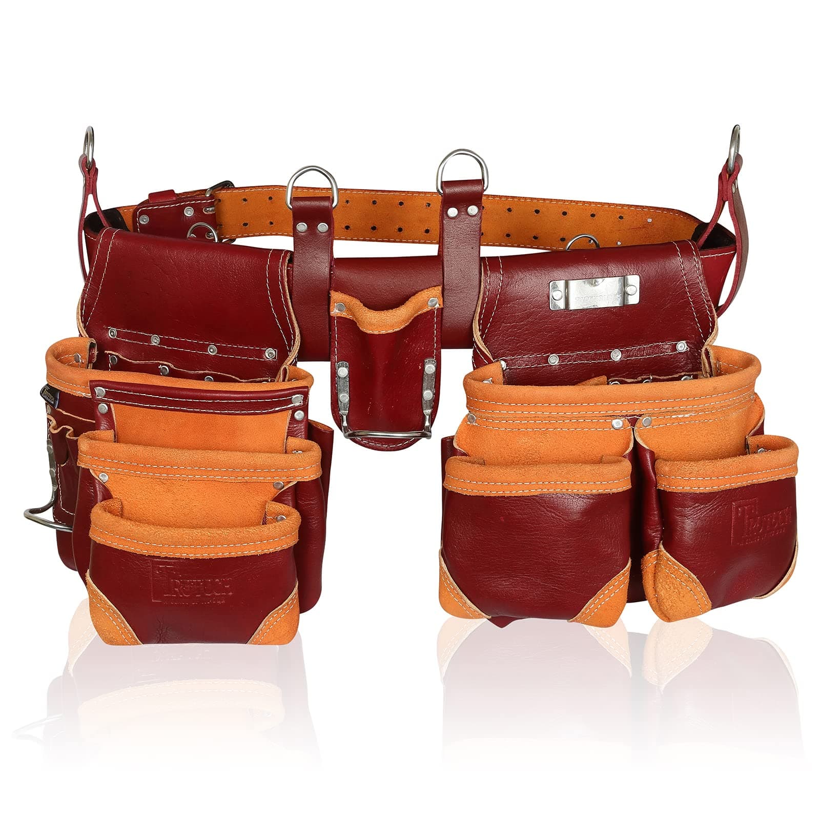 Grain Leather Tool Belt | Tool Rig Set | Tool Pouch | Drywall | Carpenter Tool Bag | Leather Tool Belts for Men | Construction | Framers | Electrician (Maroon)