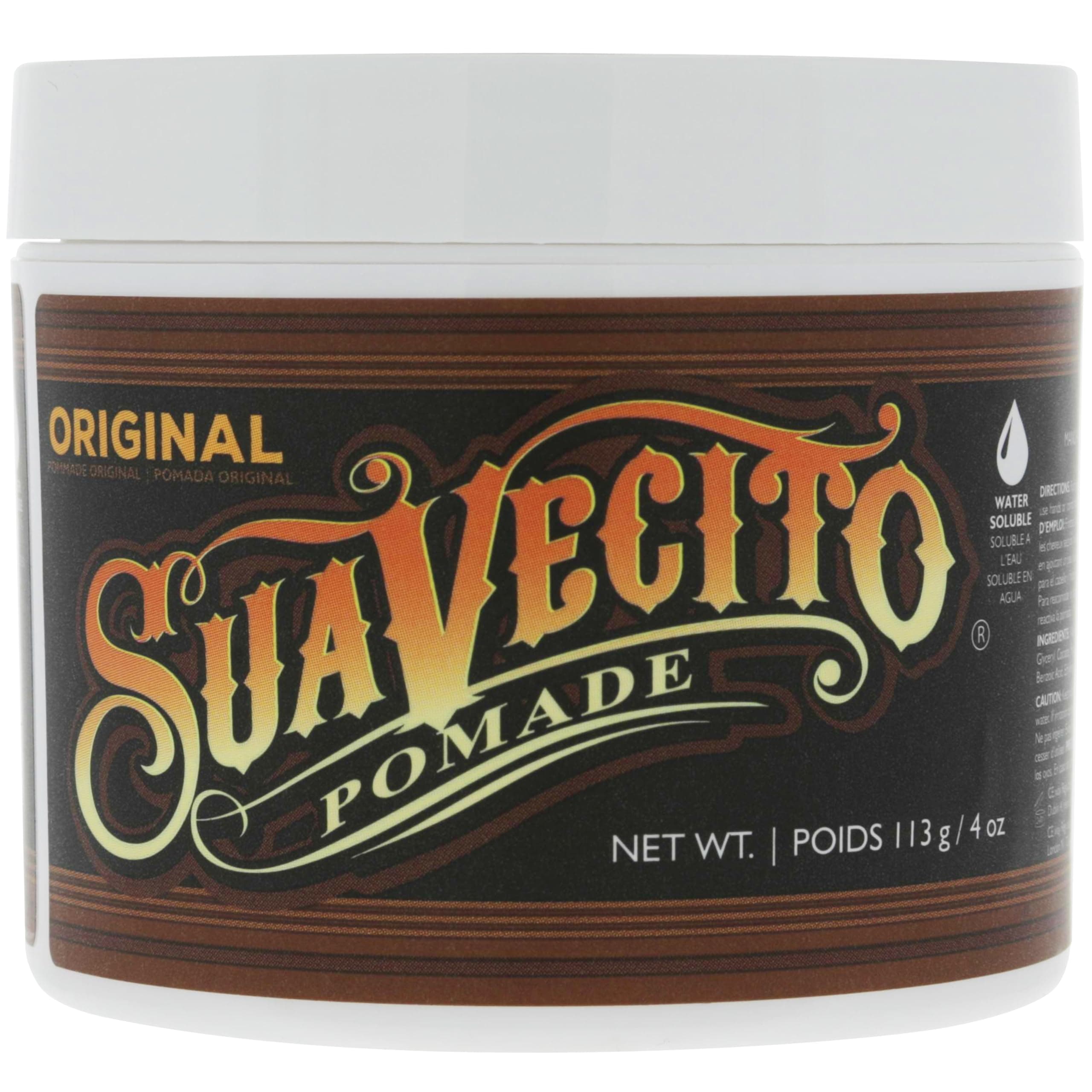 Suavecito Pomade Original Hold For Men 4 oz, 1 Pack - Medium Shine Water Based Wax Like Flake Free Hair Gel - Easy To Wash Out - All Day Hold For All Hairstyles