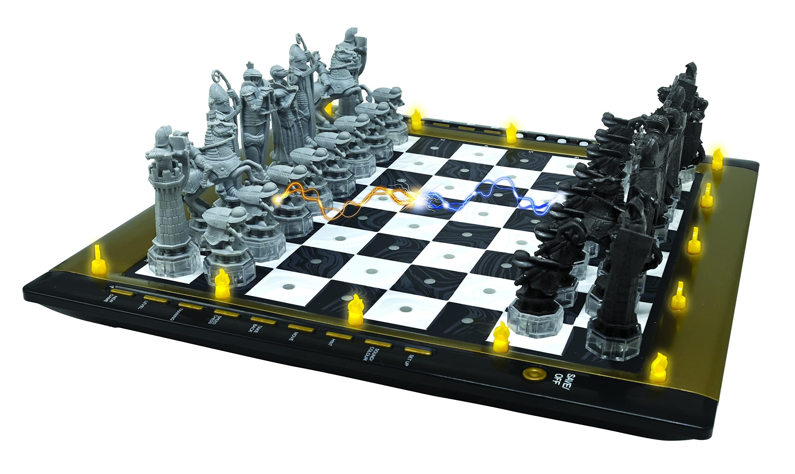 – CG1300 Chessman Elite Interactive Electronic Chess Game, 64 Levels of Difficulty, LEDs, Battery Powered, Black/White