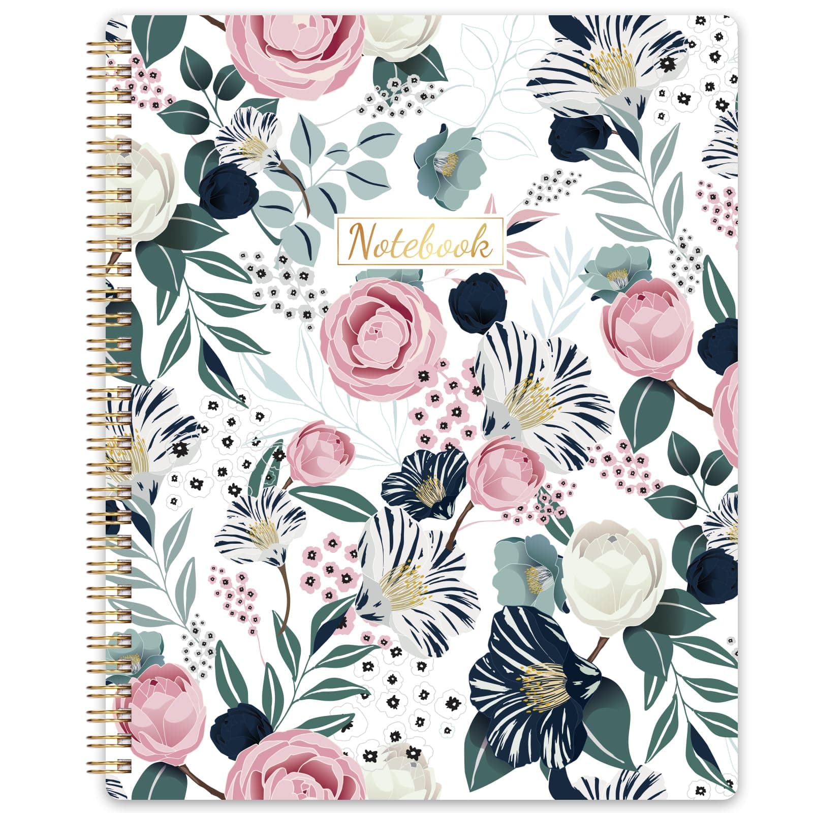 Spiral Notebook - Notebooks Spiral Bound, 8.5" * 11", Journal Notebook with Thick Paper & Back Pocket, 110 Pages, with Twin-Wire Binding, Journals for Women, College Ruled Notebooks - Floral