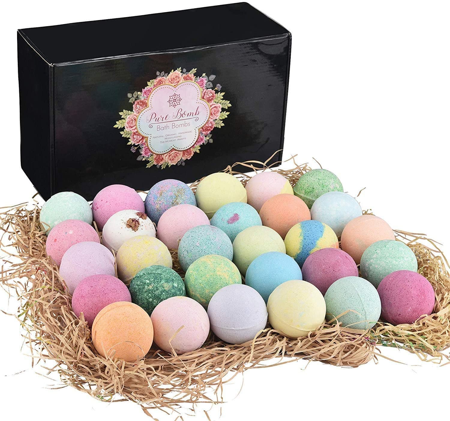 Bulk Bath Bombs Gift Set - 30 Bath Bomb Set by Pure Bomb - Bath Bombs for Kids, Women & Men! Moisturizing Shea Butter Bath Bomb Gift Set.