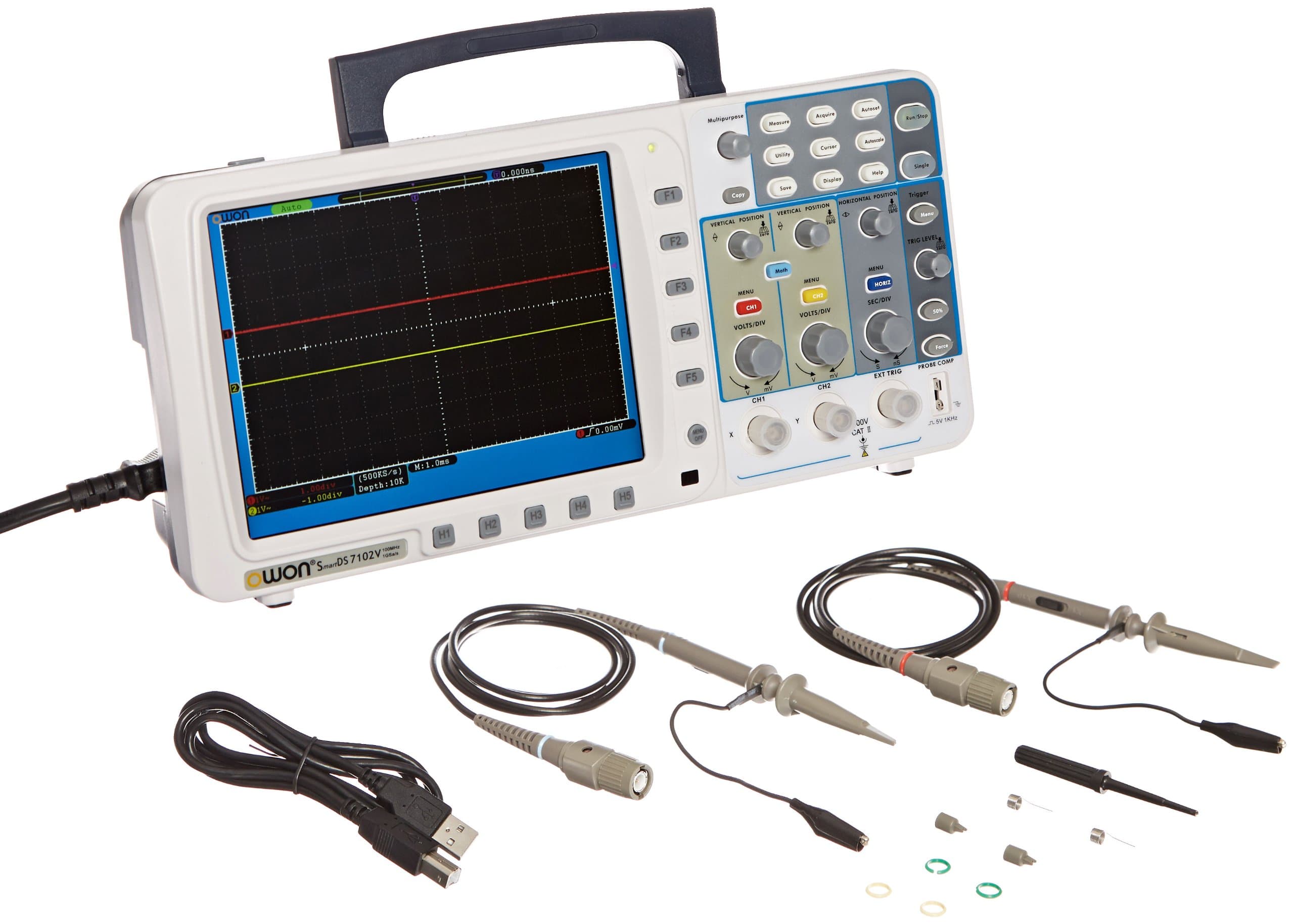SDS7102-V Series SmartDS Deep Memory Digital Storage Oscilloscope with VGA Interface, 2 Channels, 100MHz, 1GS/s Sample Rate