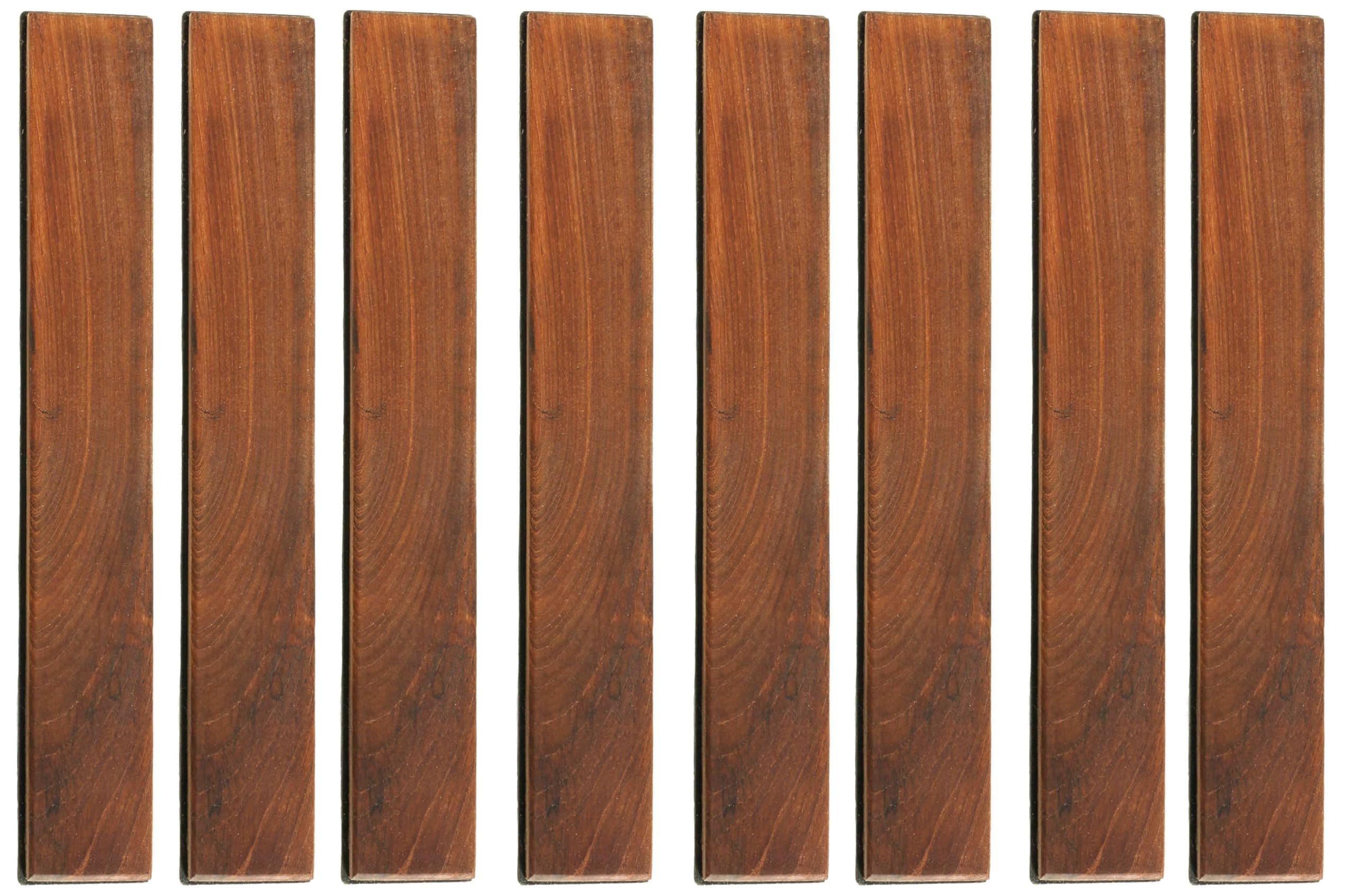 Bare Decor EZ-Floor End Pin-Side Trim Piece for Flooring in Solid Teak Wood (Set of 8), Brown