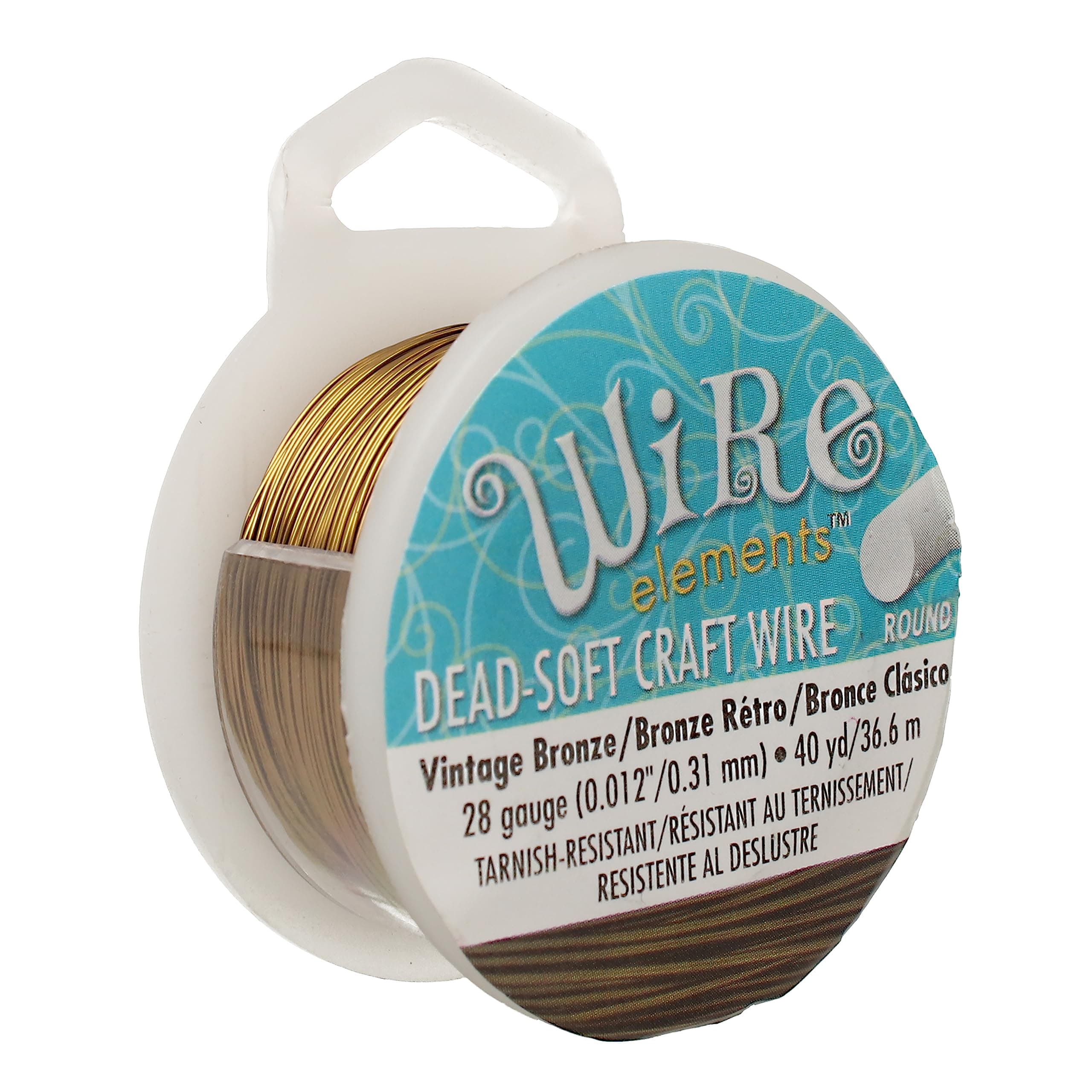 The Beadsmith Wire Elements Craft Wire – Tarnish Resistant, Soft Temper, Round, Vintage Bronze Color – 0.32mm, 28 Gauge, 40 Yard Spool – Jewelry Making, Wire Wrapping, & Other DIY Crafts