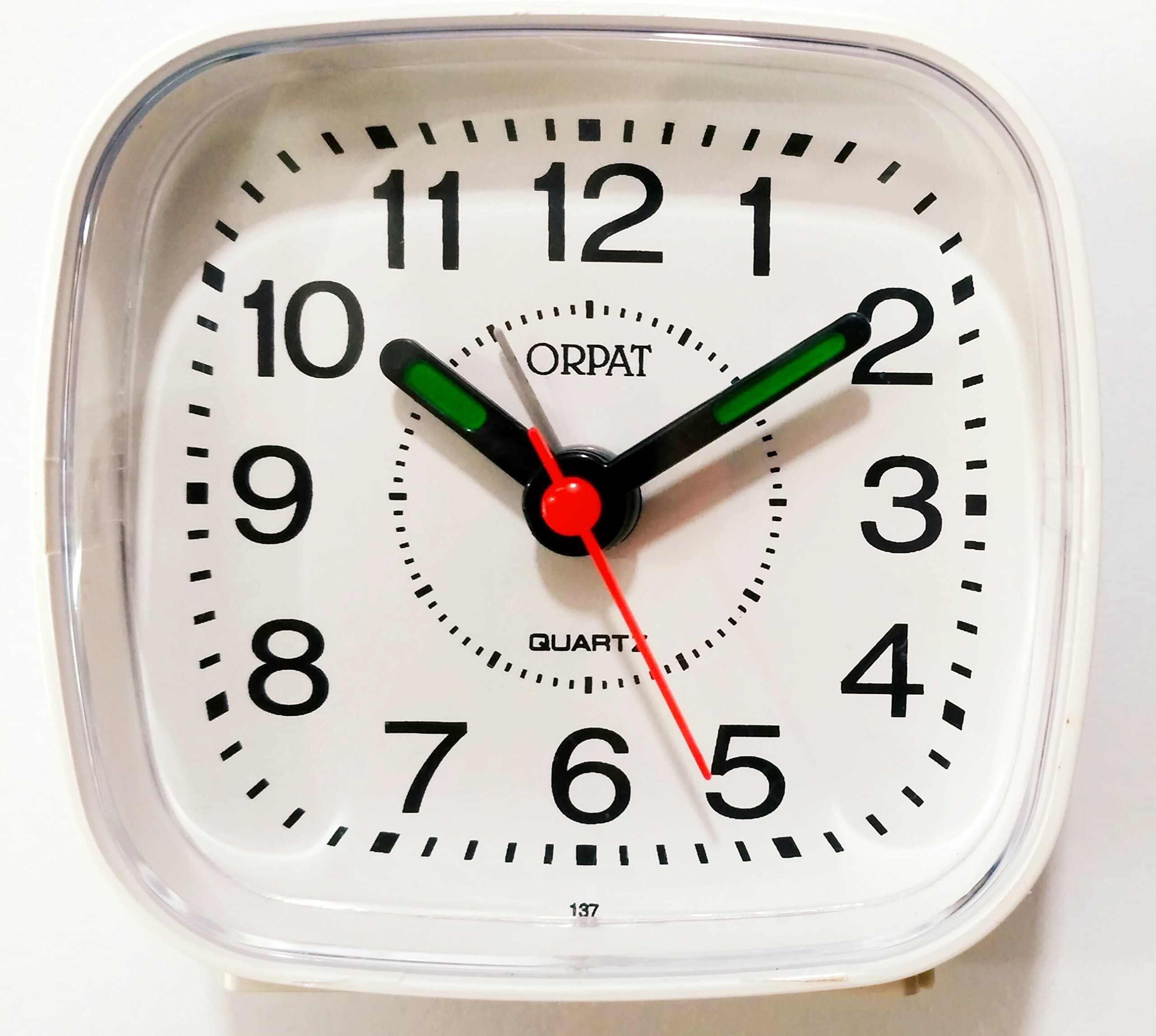 Orpat Abstract Plastic Beep Alarm Clock (White, Small, 7.18 x 3.3 x 6.8 cm, TBB-137)-Analog