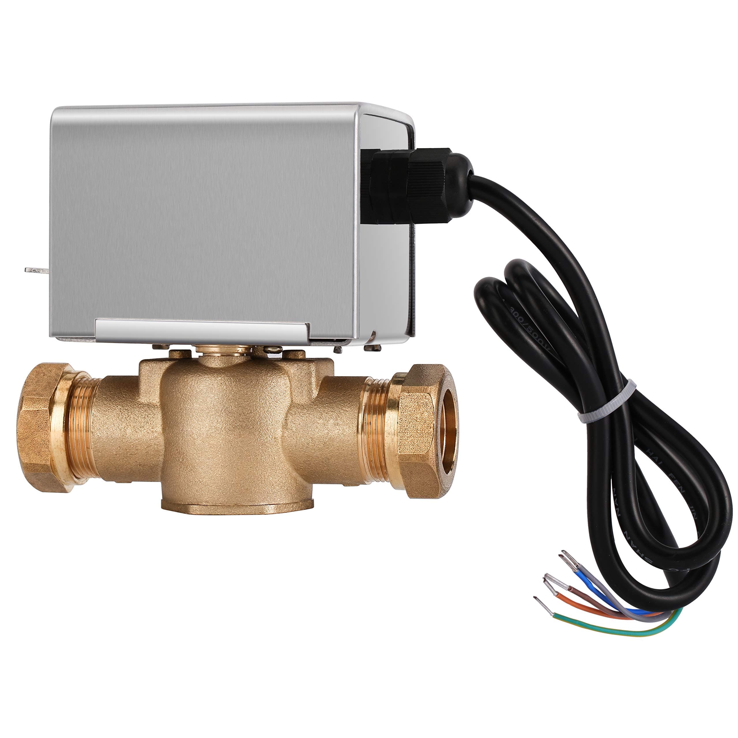 VALEMO 2-Port Motorised Zone Valve Normally Closed 22mm Compression with END Switch (5 Wires) AC-230V V23C3-A3S