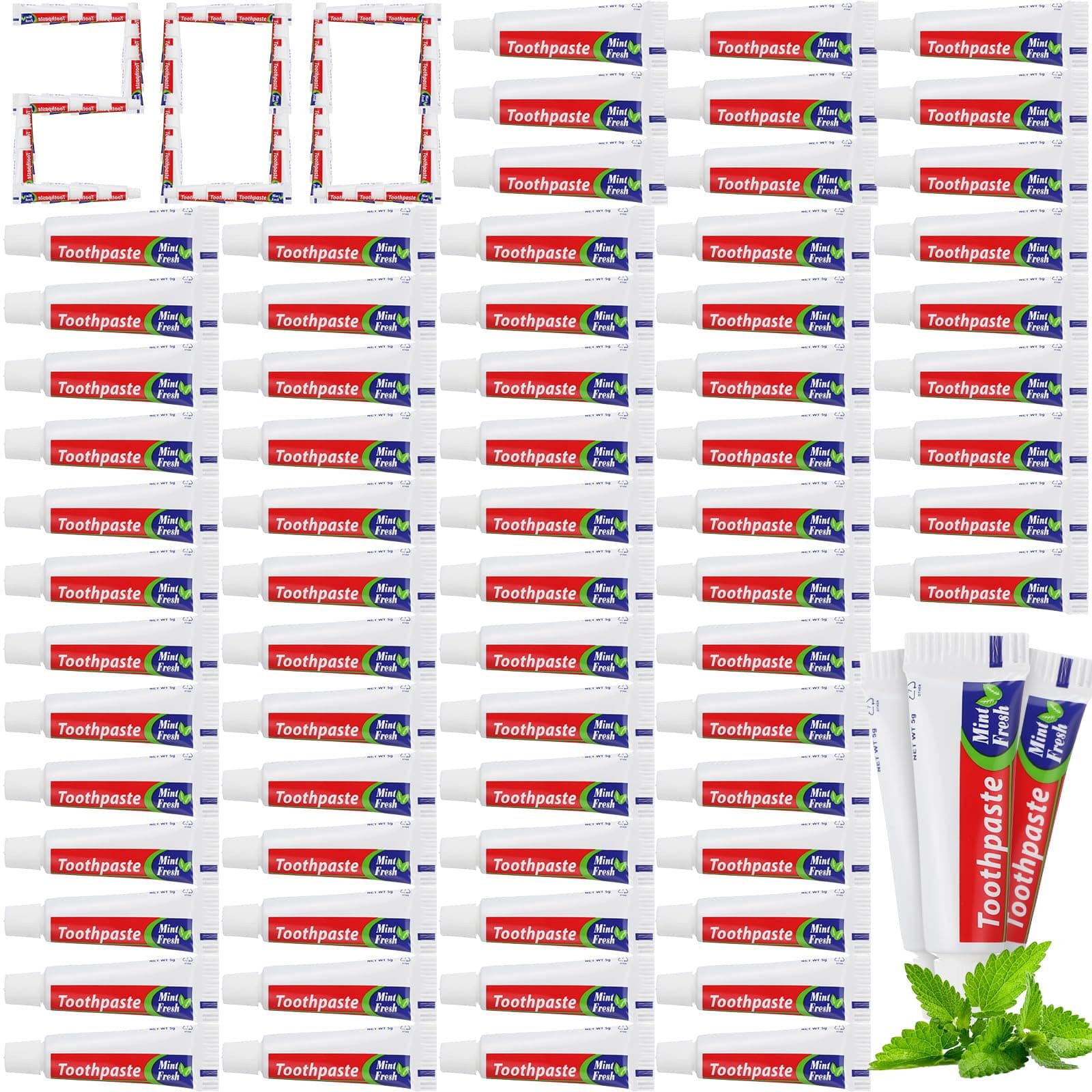 200 Pcs Mini Toothpaste Bulk Regular Clean Mint Toothpaste for Bad Breath, Helps Freshens Breath, Whitens Teeth Travel Size 0.18oz for Home Hotel Office School Camping