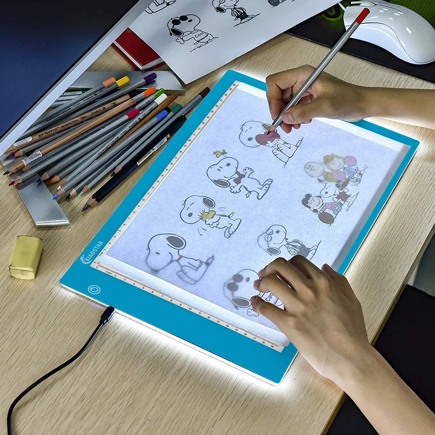 Light Box Drawing A4,Tracing Board with 3 Brightness Adjustable for Artists, Animation Drawing, Sketching, Animation, X-ray Viewing (deep Blue)