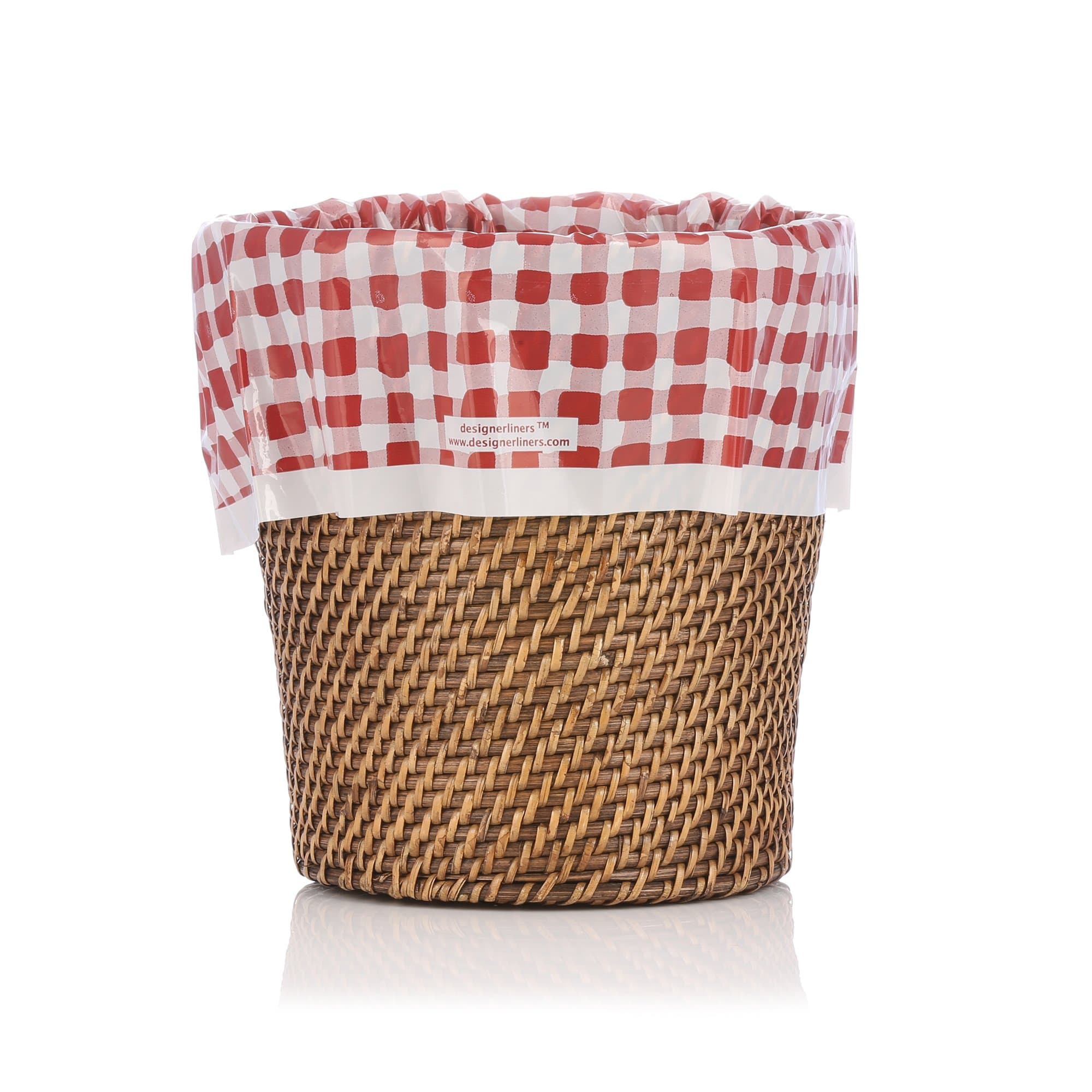 Designerliners Red Gingham Pattern Plastic Home Decor Wastebasket Bags -10 Pack for Kitchen, Bathroom, Den, Child's Room, Office. - 7 Gallons - 21" x 24"