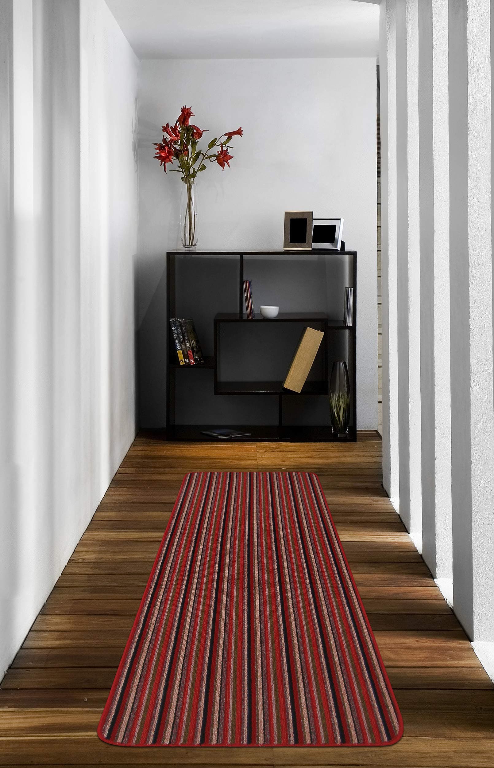 Dandy by William Armes, Ios Stripe Indoor Washable Runner, Red, 180 x 67