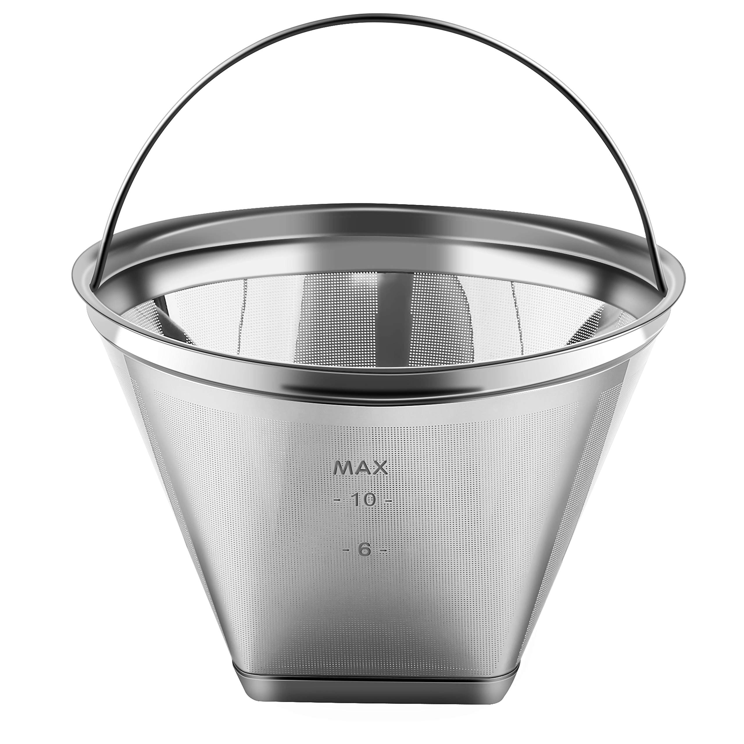 Reusable #4 Cone Shape Coffee Filter Permanent 6-10 Cup Stainless Steel Coffee Filter for Cuisinart Maker Ninja Coffee Bar Brewer -BPA Free