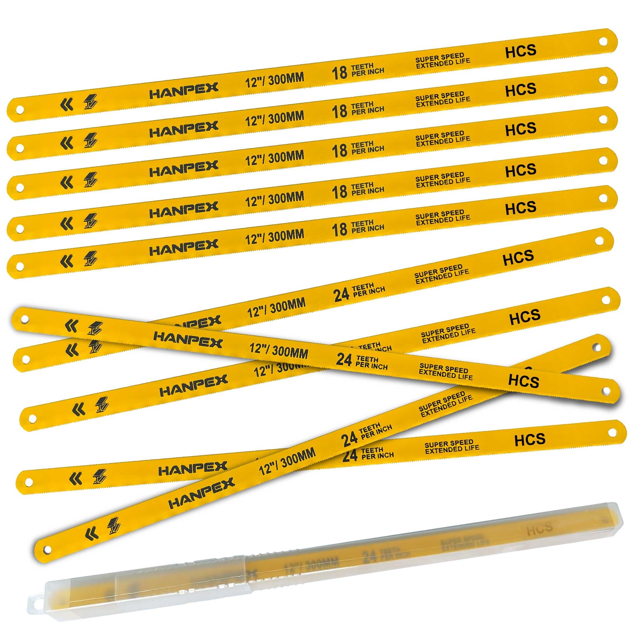 Hacksaw Replacement Blades Set (10 Pack) High Speed 12" Length Hack Saw Blade - High Carbon Steel (HCS) Cutting Blades