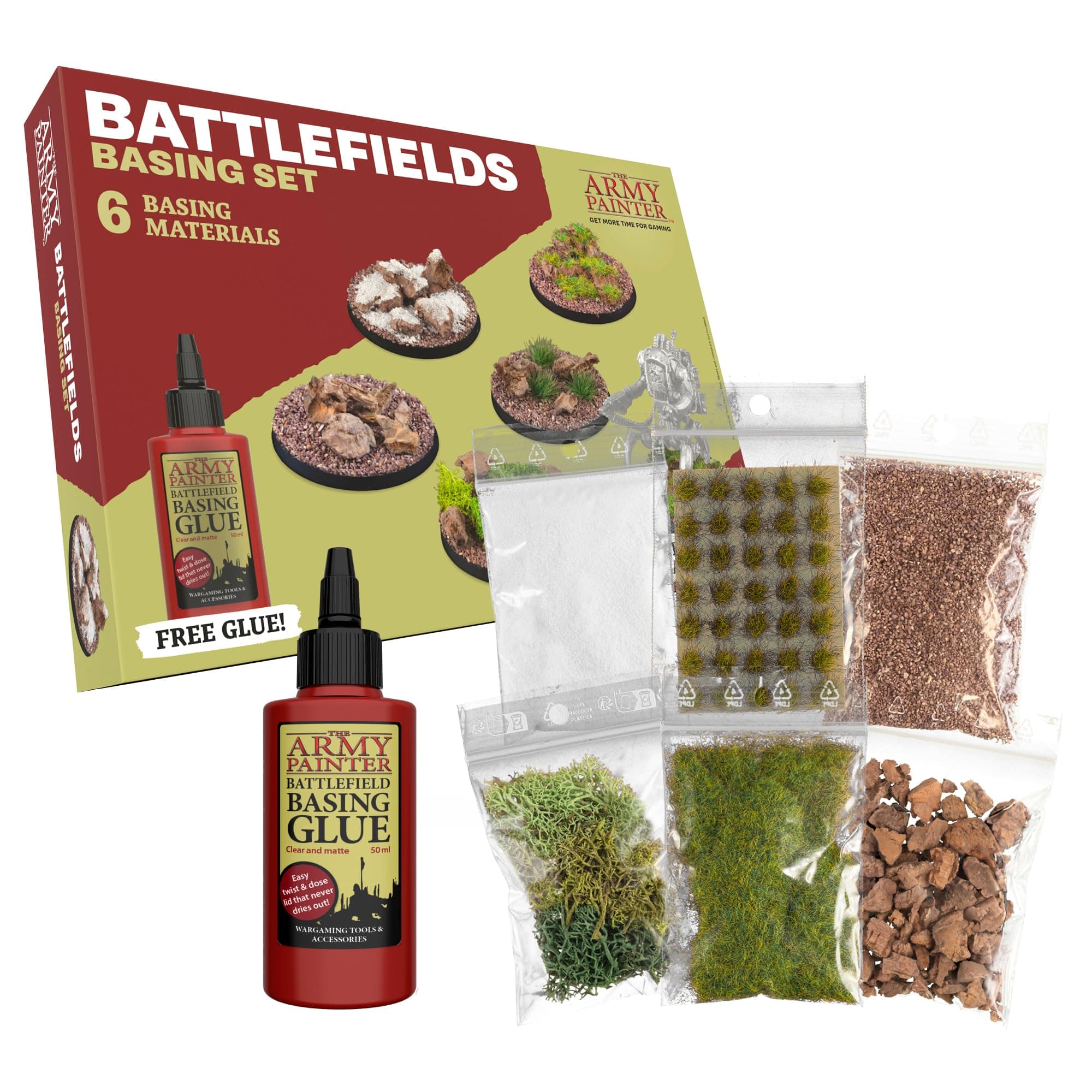 Battlefields Basing Set - Static Grass for Miniature Terrain Basing set - Static Grass & Free Basing Glue, Woodland Scenic Static Grass, Scenery Flocks - Master Quality Game Miniature