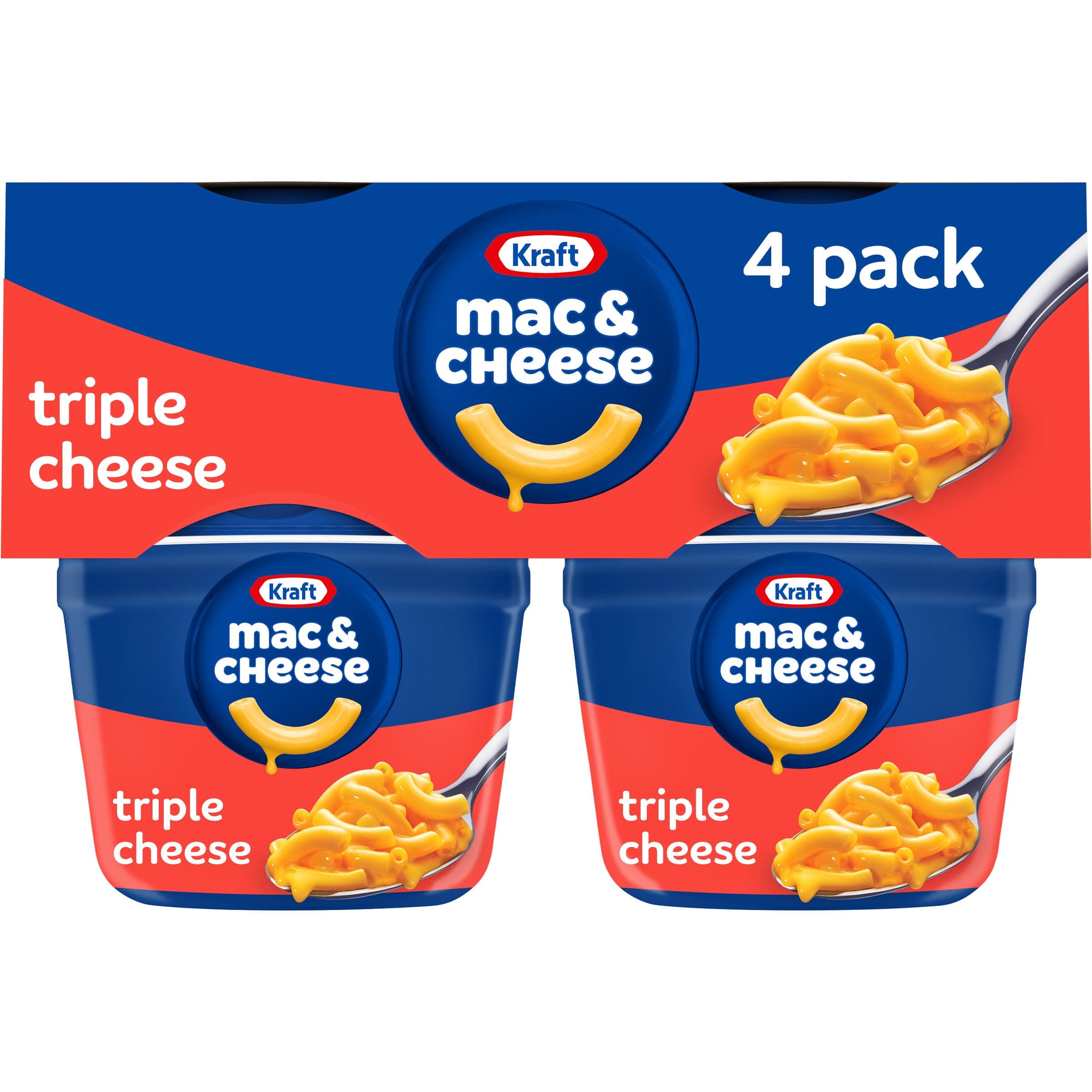 Triple Cheese Mac & Cheese Macaroni and Cheese Dinner, 4 ct Pack, 2.05 oz Cups