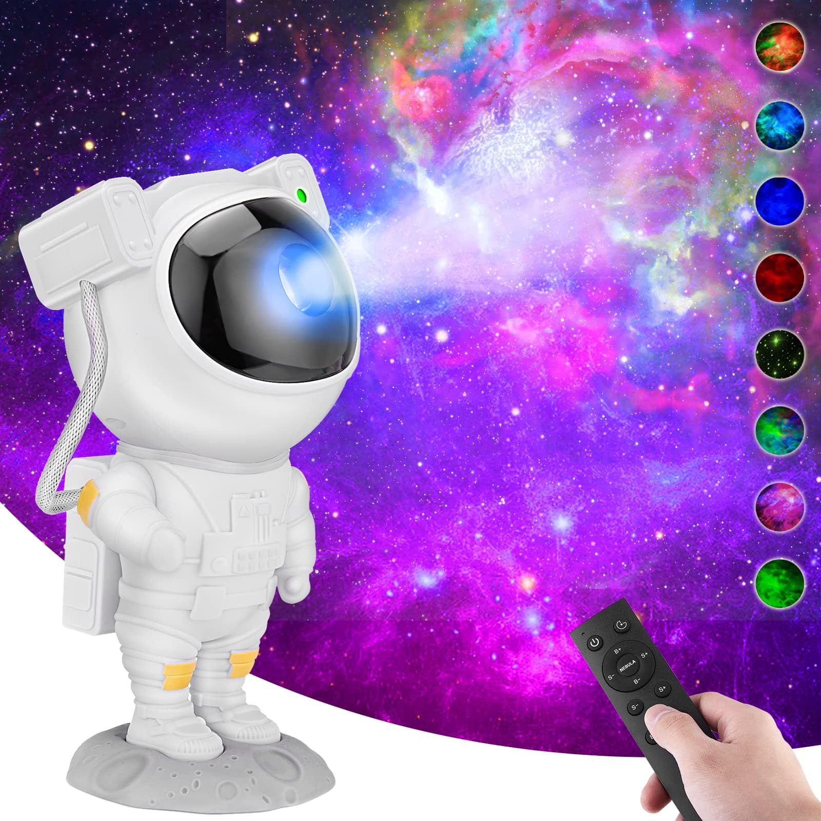 Amazm Astronaut Space Buddy Star Projector Galaxy Projector Night Light with Remote, 360° Adjustable and Timer, Kids Galaxy Starry Nebula Projection Lamp for Bedroom, Game Room, Star Projector Night Light, Lights for Home Decoration