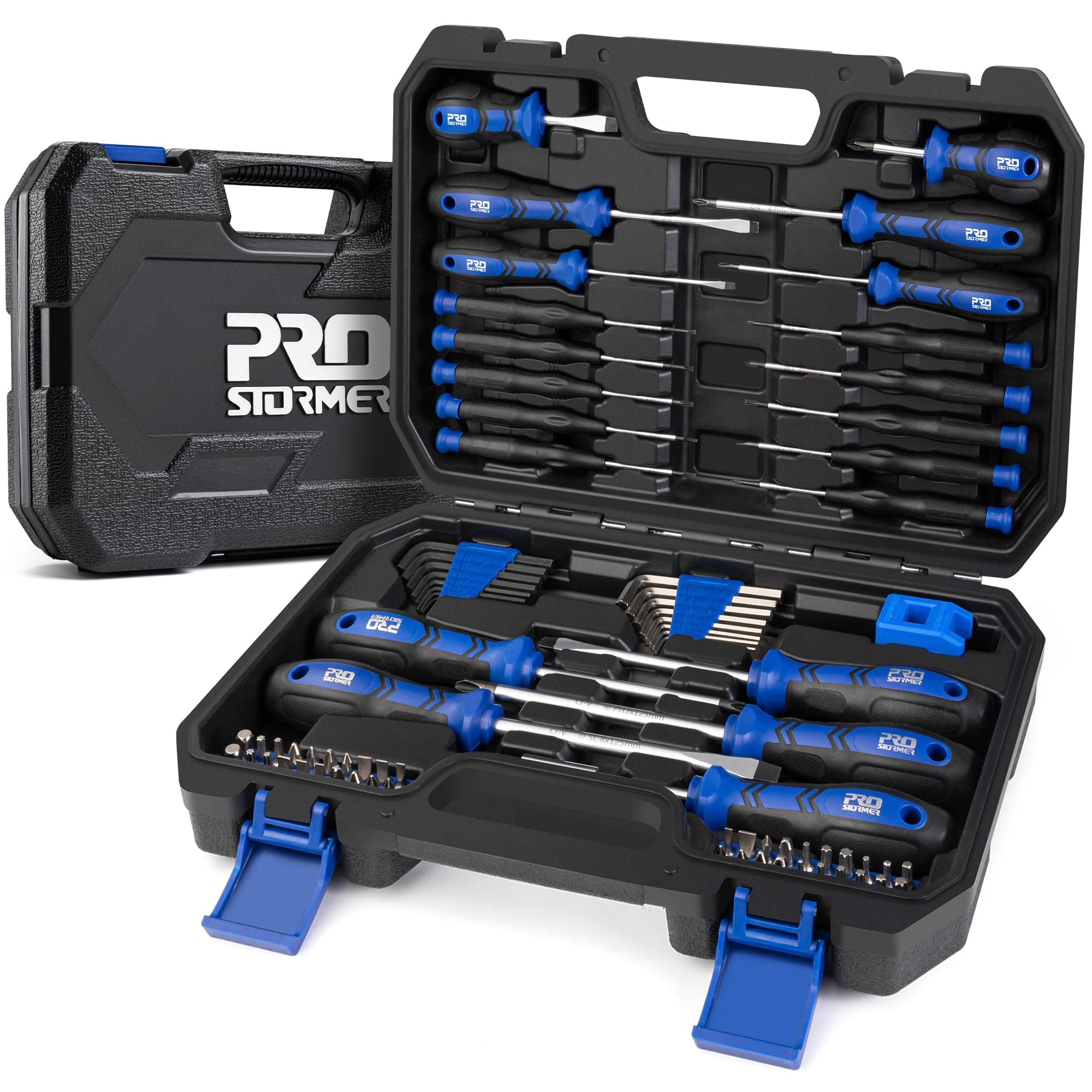 Prostormer Magnetic Screwdriver Set, 79-Piece Multi-Purpose Slotted/Phillips Screwdriver Kit with Precision Screwdrivers, Allen Wrench Set and Screwdriver Bits for DIY and Repair Works