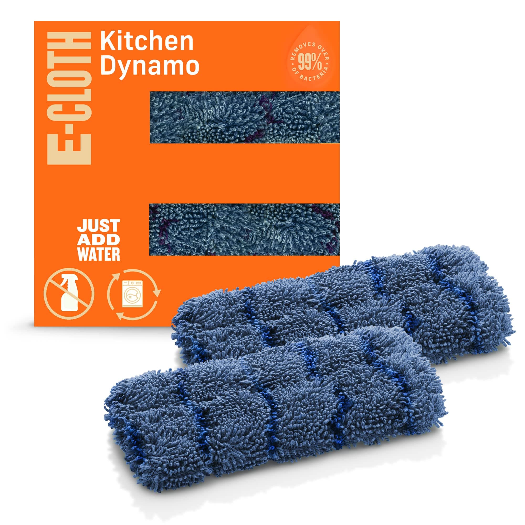 Kitchen Dynamo, Premium Microfiber Non-Scratch Kitchen Dish Scrubber Sponge, Ideal for Dish, Sink and Countertop Cleaning, 100 Wash Guarantee, Blue, 2 Pack