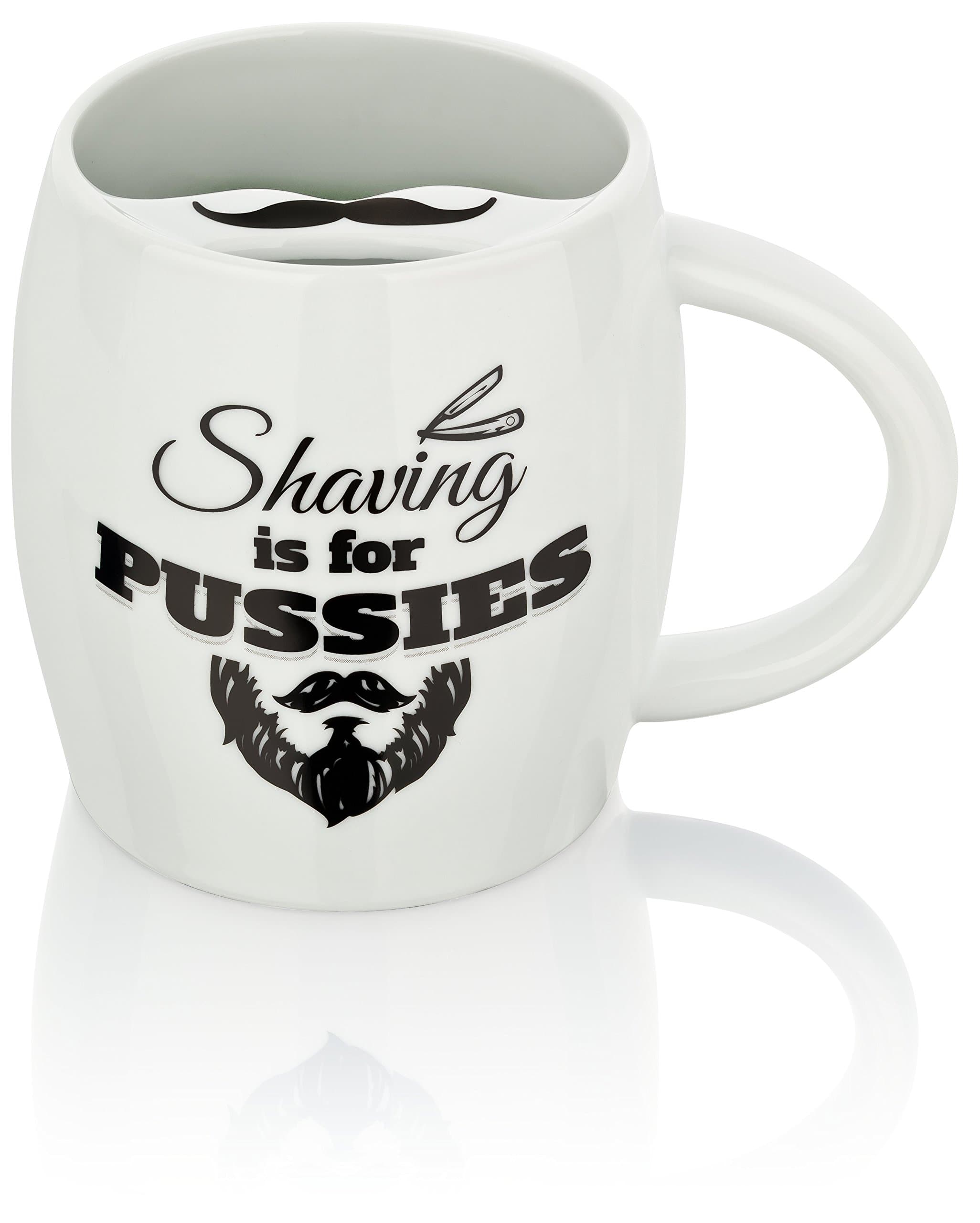 Moustache Mug Tea Cup Guard as a Gift idea for Bearded Men. Handmade Premium Quality Porcelain Beard Cup Keeps The Moustache Clean While Drinking