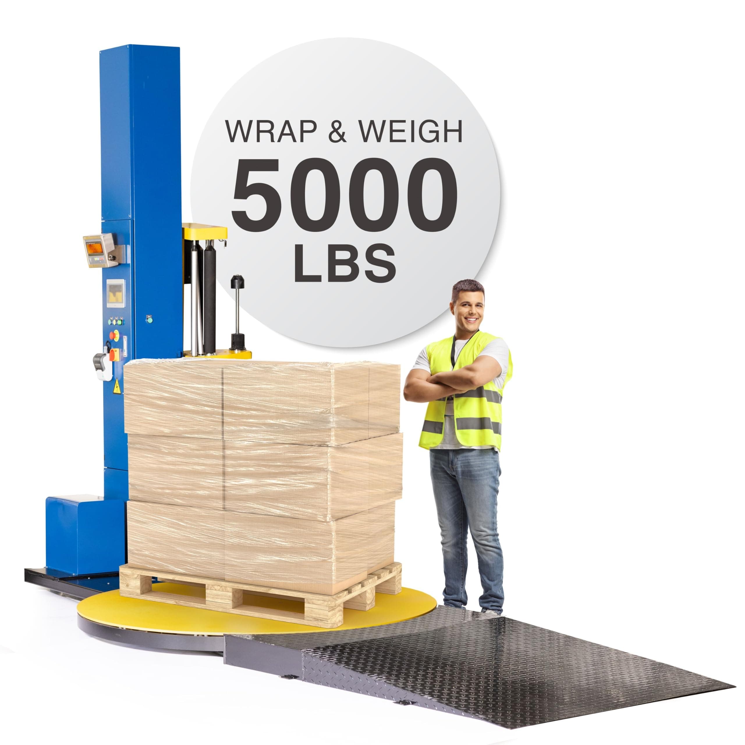 PEC Pallet Wrapping Machine Industrial Shrink Wrap Machines with Built-in Scale (CMJ+RAMP)